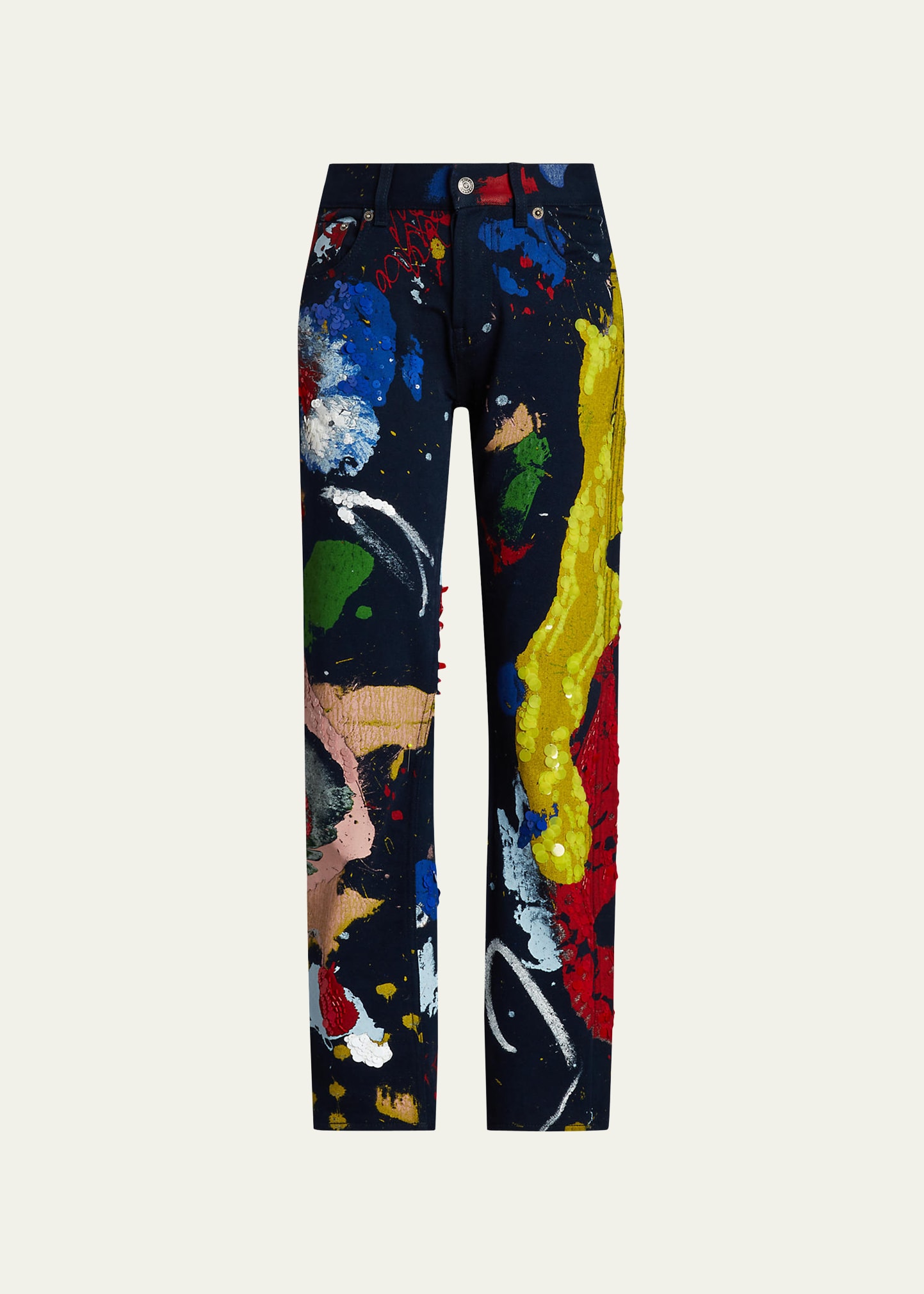 Ralph Lauren Embellished Paint Stroke 750 Straight-leg Denim Pant In Floral Dream Multi