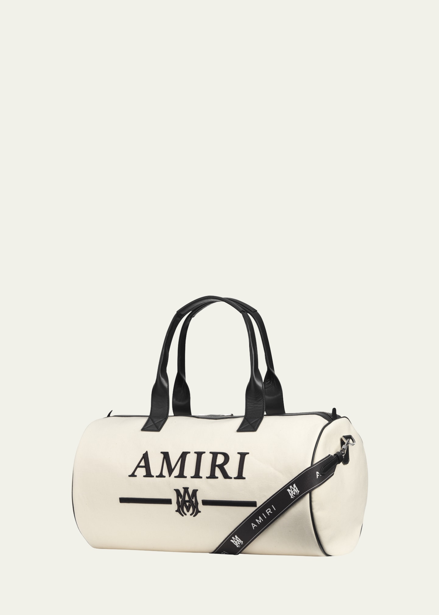 Amiri Men's Embroidered Canvas Logo Duffel Bag In Natural Black