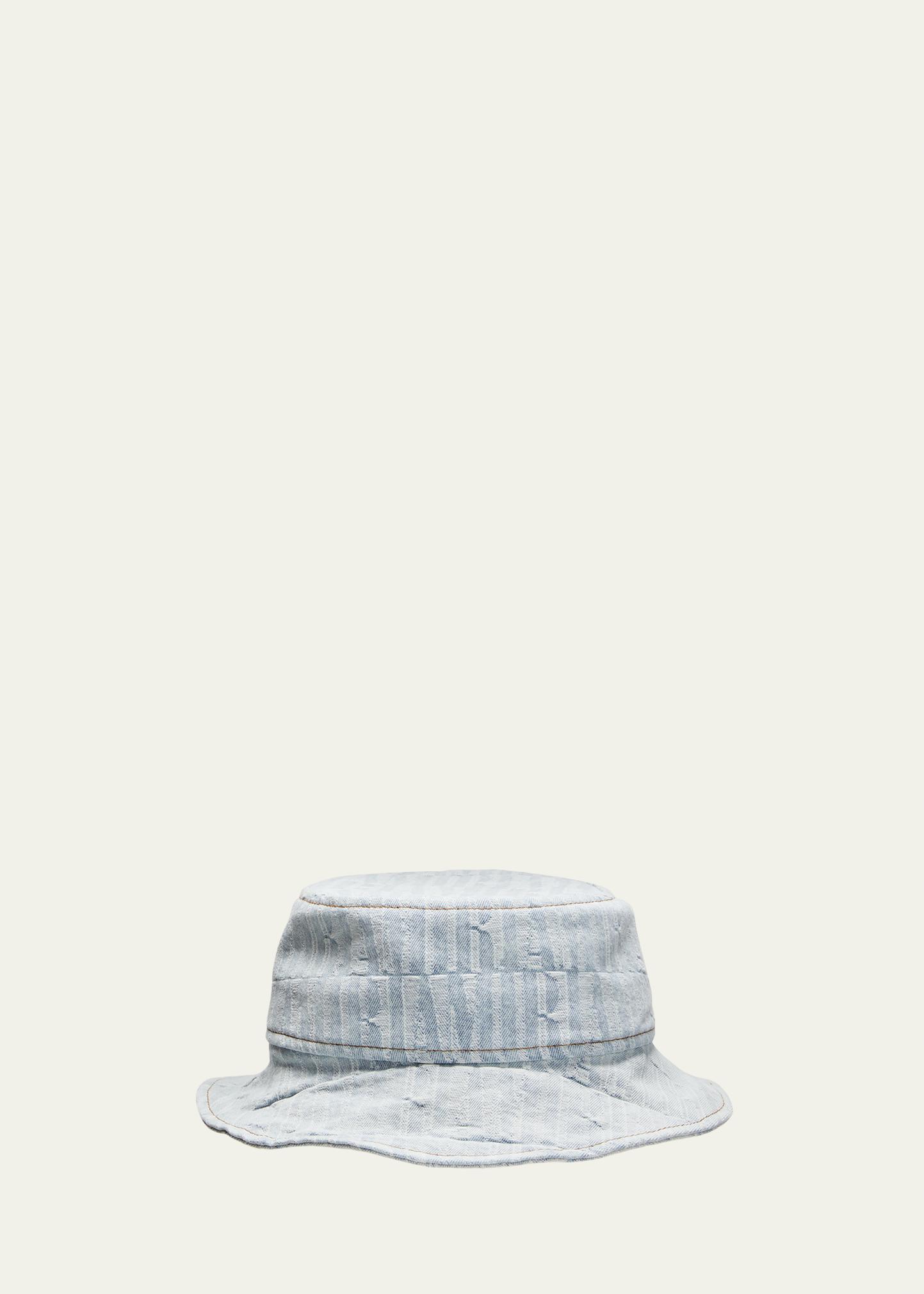Amiri Blue Repeat Bucket Hat In Stone Indigo