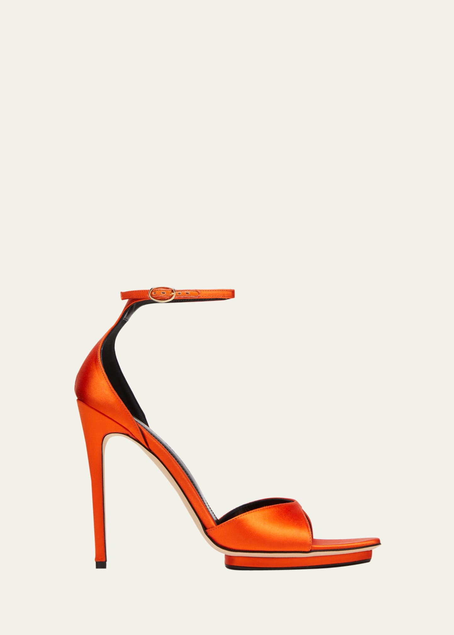 Victoria Beckham Satin Ankle-strap Platform Sandals In Orange