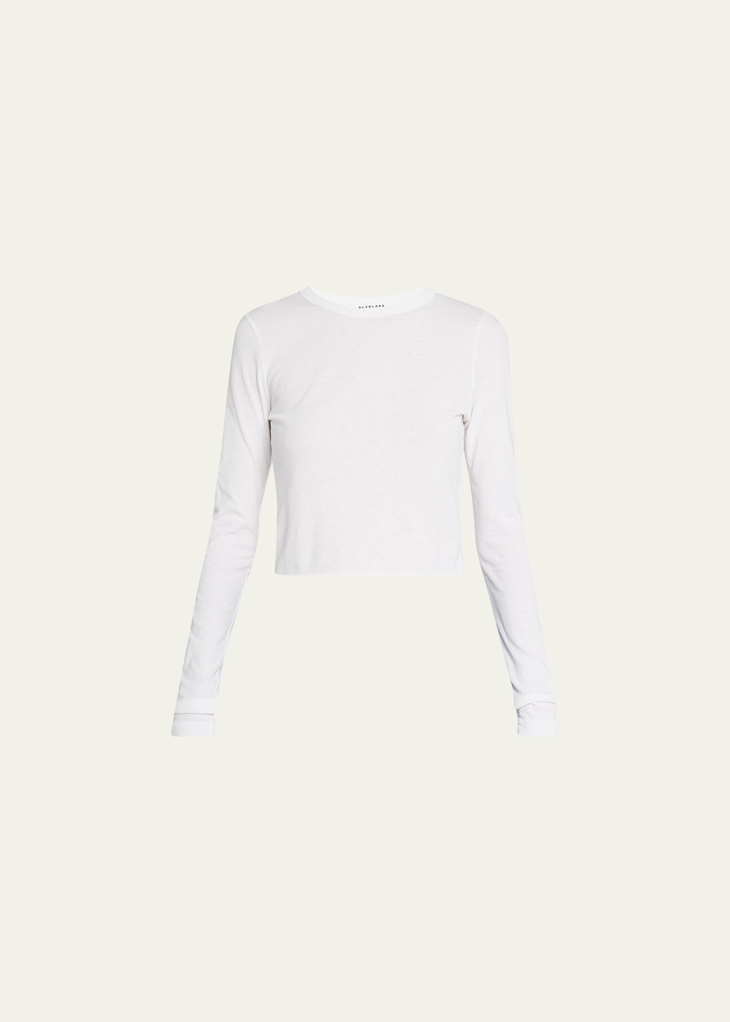Shop Slvrlake Long Sleeve Cropped Baby Tee In Natural Wh