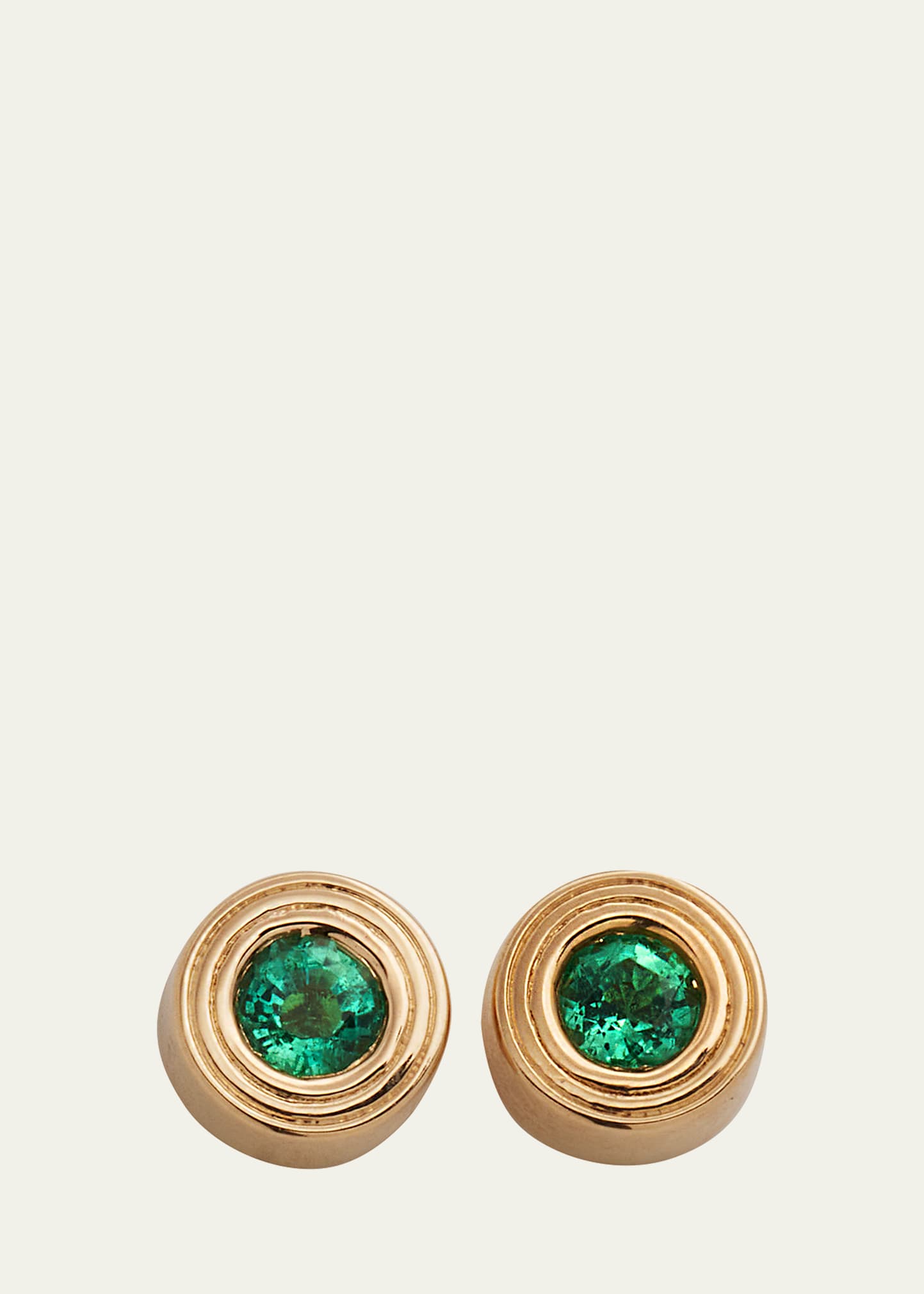 Sydney Evan 14k Yellow Gold Fluted Emerald Stud Earrings In Yg
