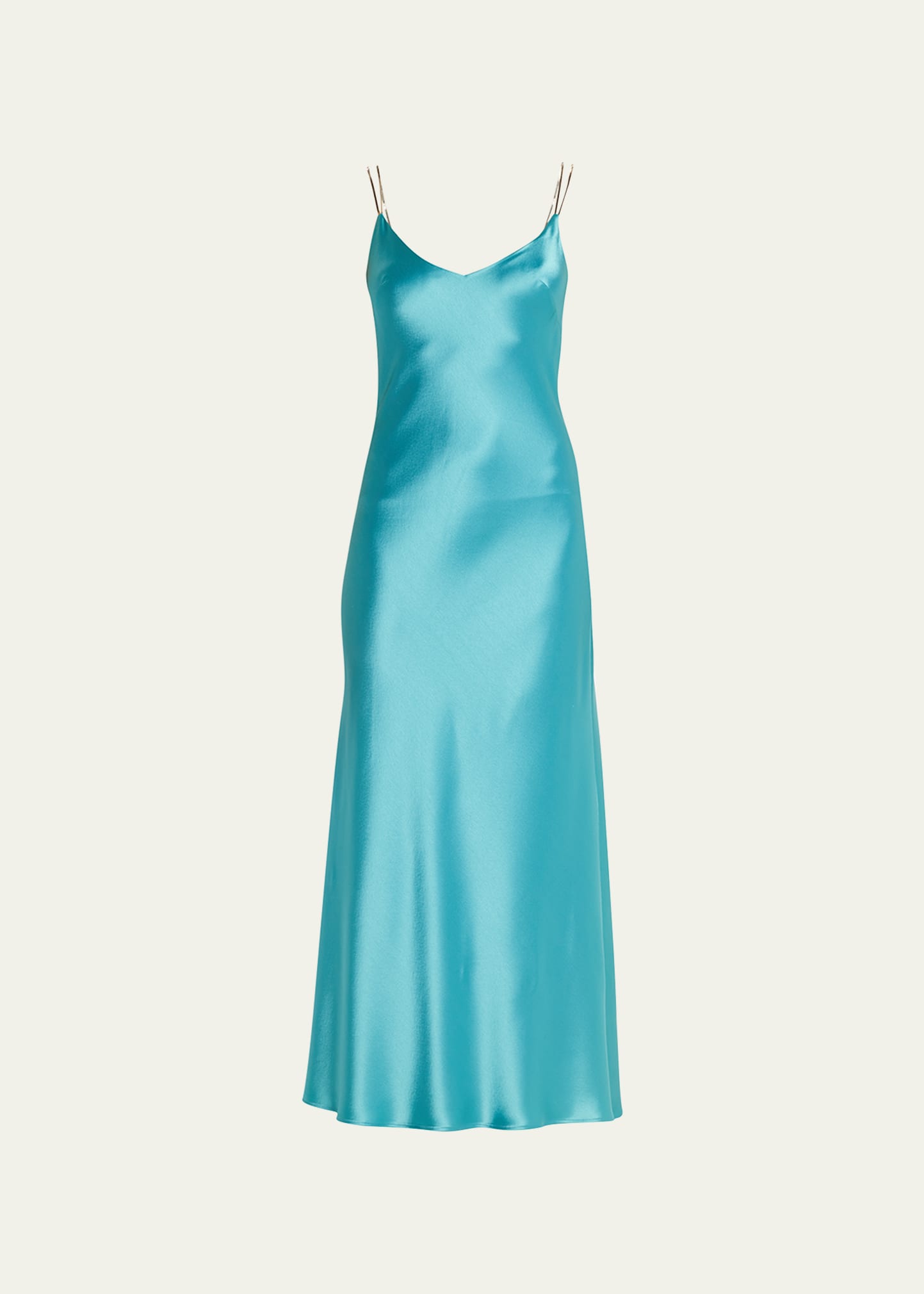 Galvan Chain Liquid Slip Tank Dress In 439 Lagoon