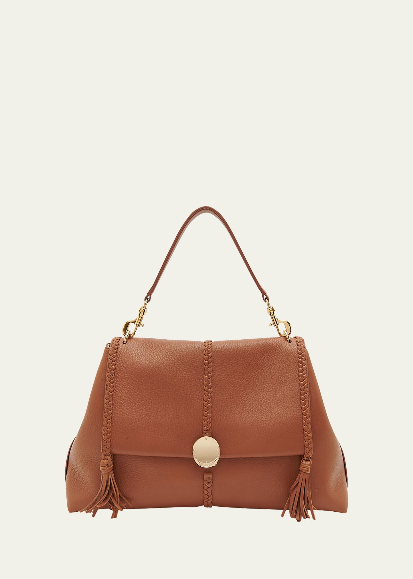 Chloé Penelope Large Grain Calfskin Shoulder Bag In 247 Caramel