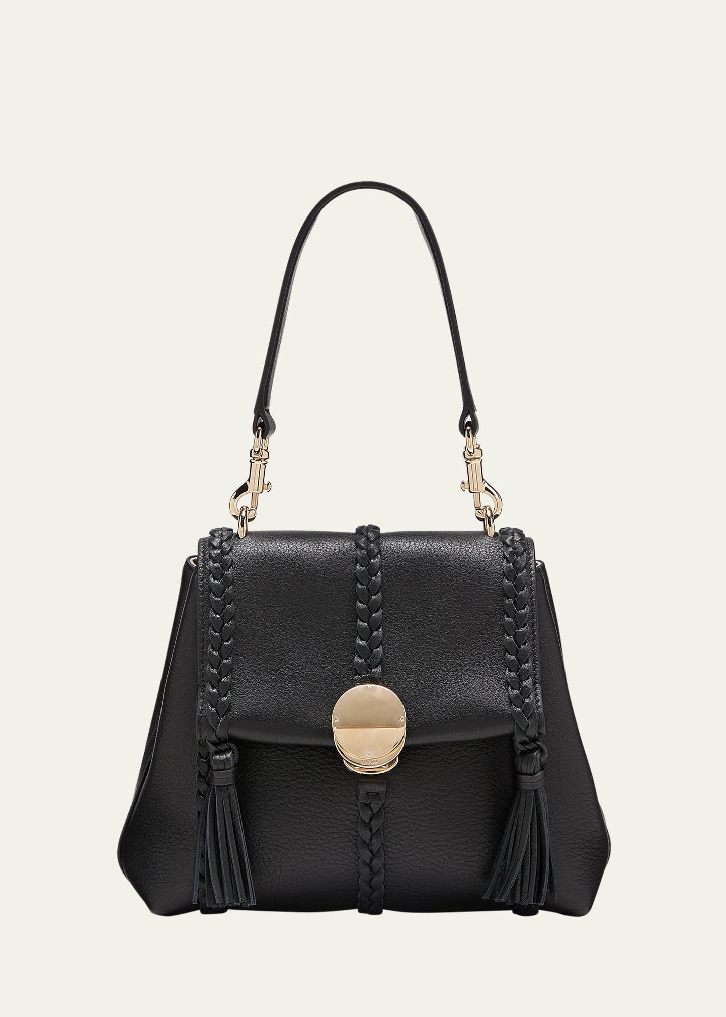 Shop Chloé Penelope Small Top-handle Bag In Smooth Grained Leather In Black
