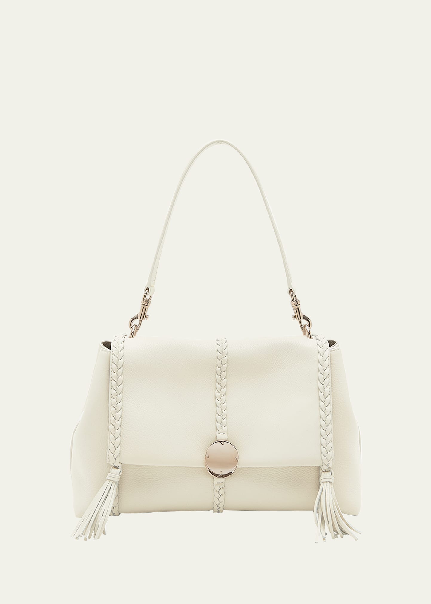 Chloé Penelope Medium Calfskin Shoulder Bag In 101 White