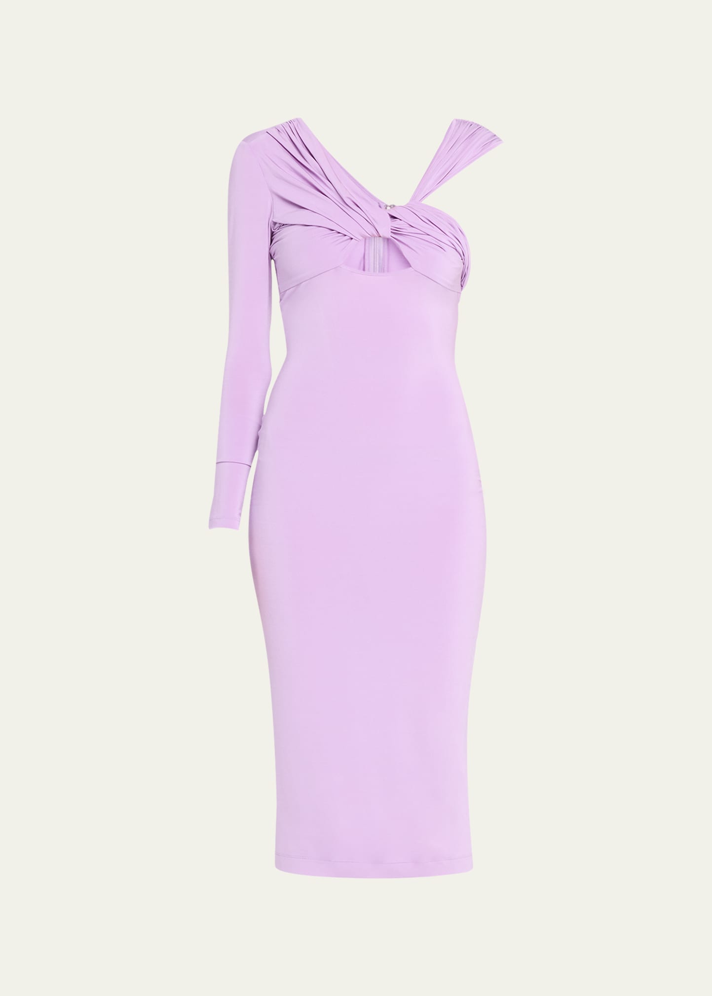 Keyhole Draped Knot Body-Con Midi Dress