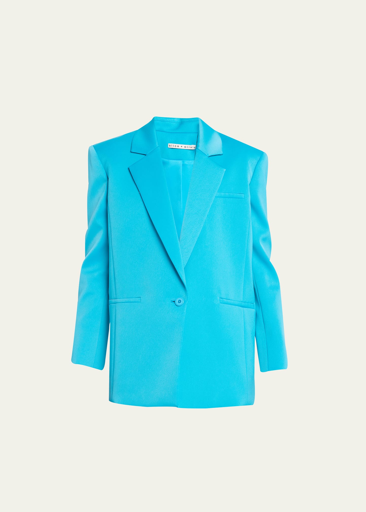 Alice And Olivia Pailey Fitted Linen-blend Blazer In Ocean Floor