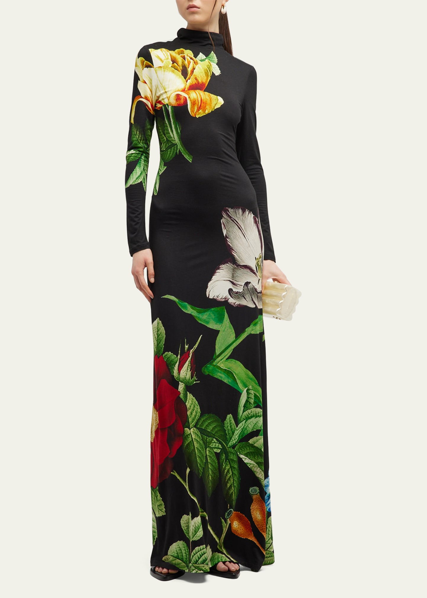 Alice And Olivia Delora Backless Long Dress In Atrium Floral Lg