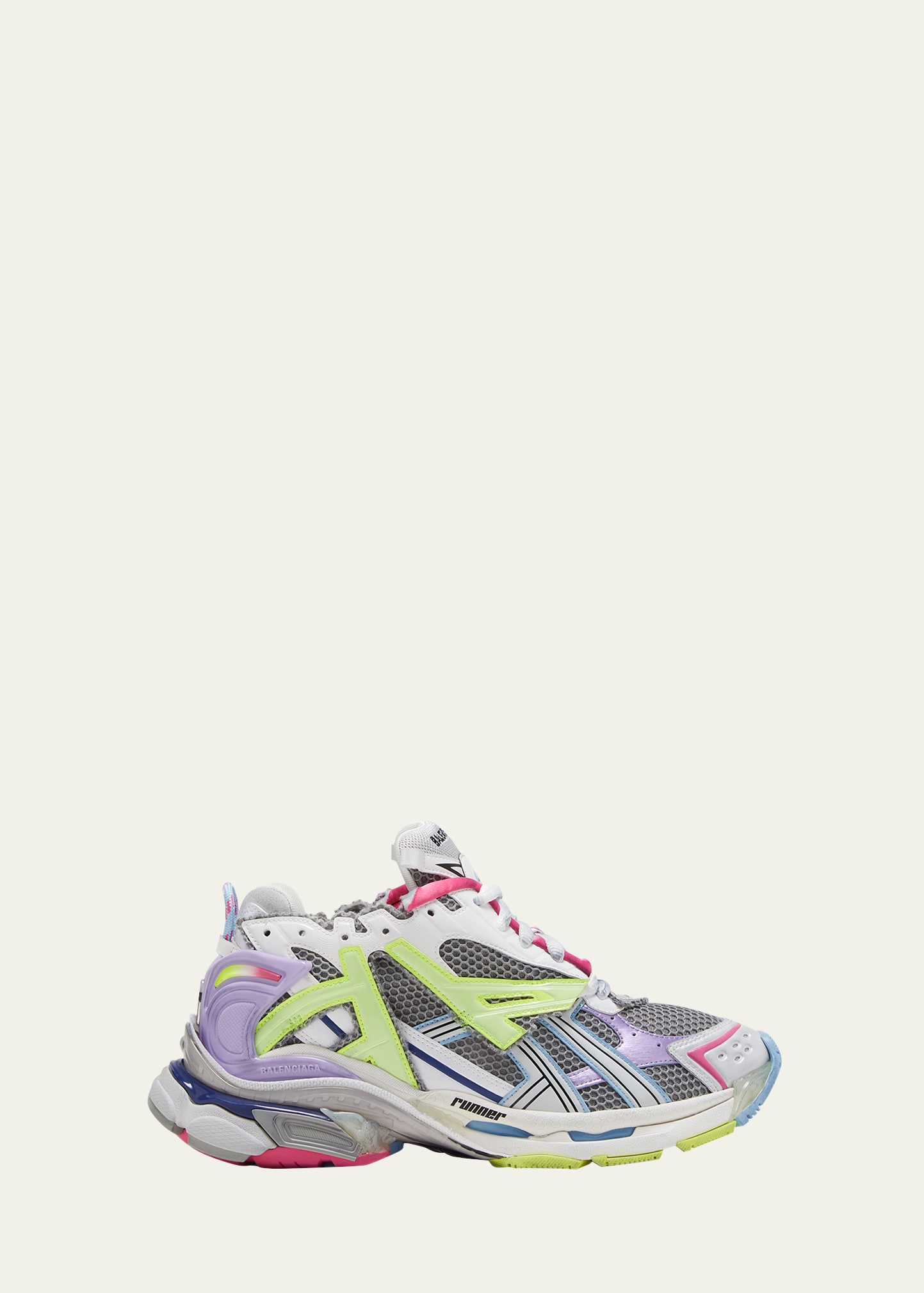 Balenciaga Men's Multicolor Mesh Runner Sneakers In Gre/lil/yel F/bl/