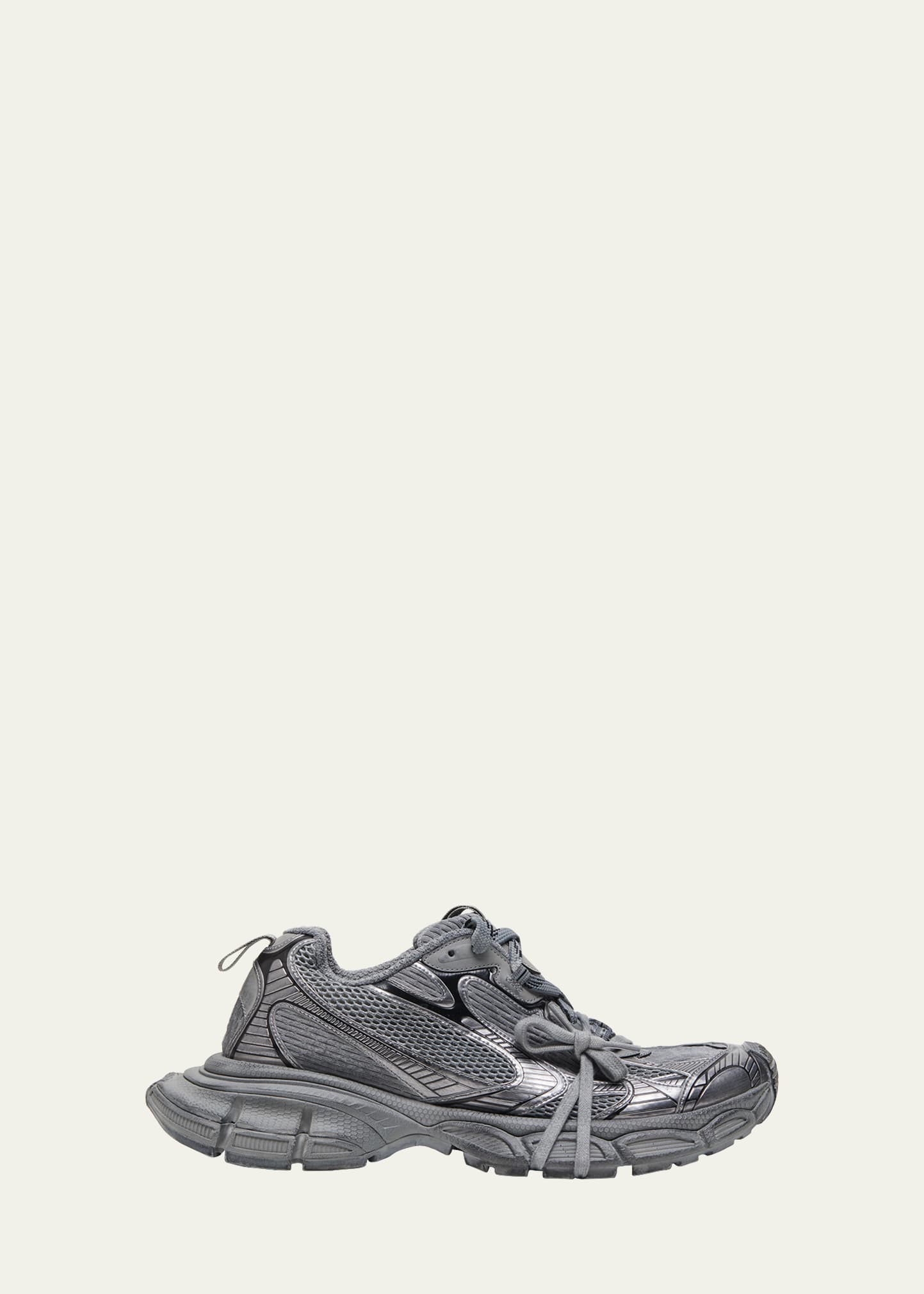 Balenciaga Men's 3xl Low-top Mesh Sneakers In Bal Grey/black