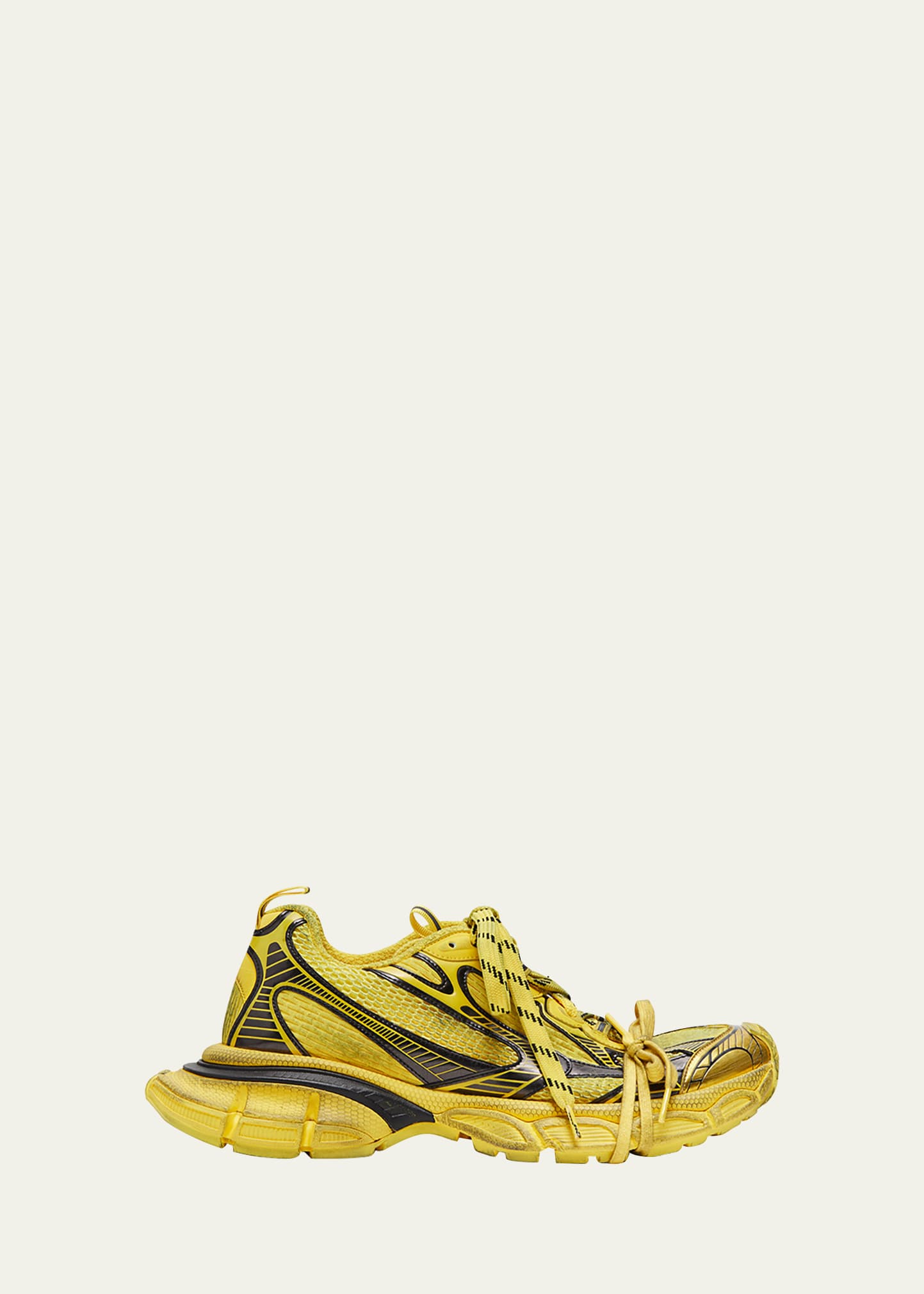 Shop Balenciaga Men's 3xl Low-top Mesh Sneakers In Yellow/black