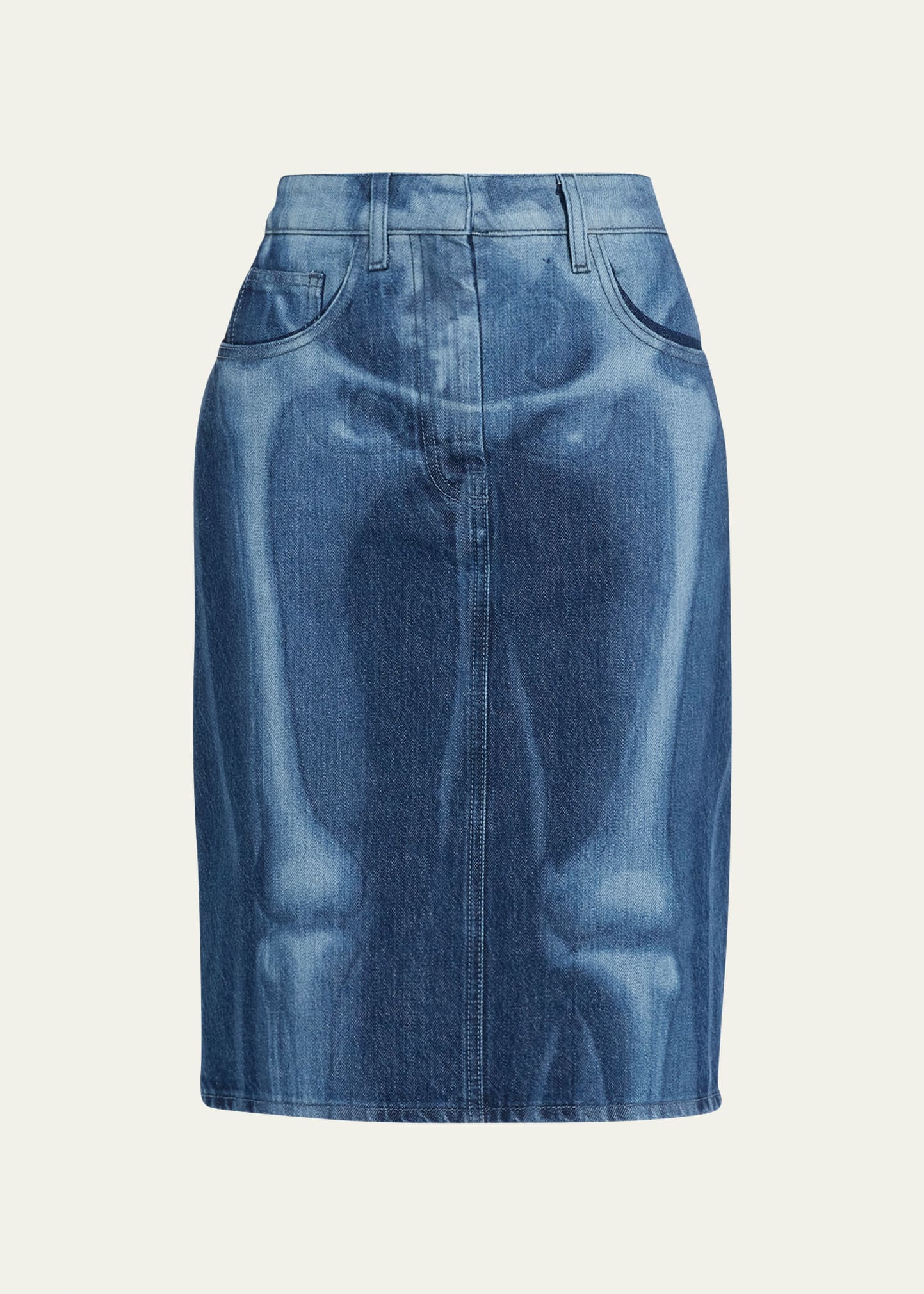 Skeleton-Print Denim Skirt