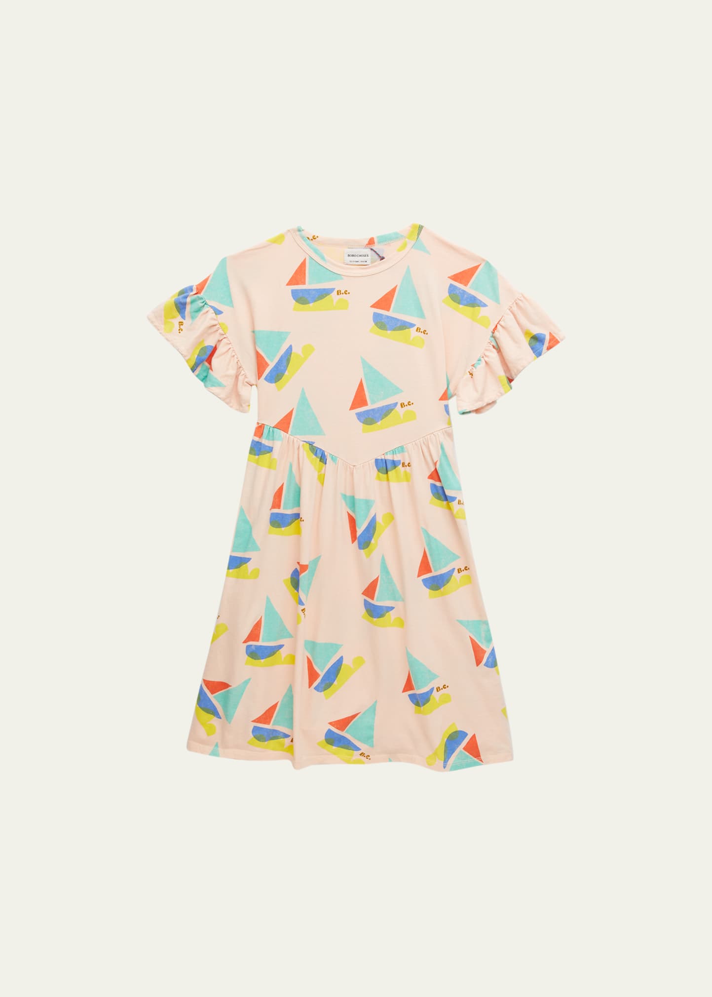Bobo Choses Girl's Multicolor Sailboat Ruffle Dress, Size 2-13