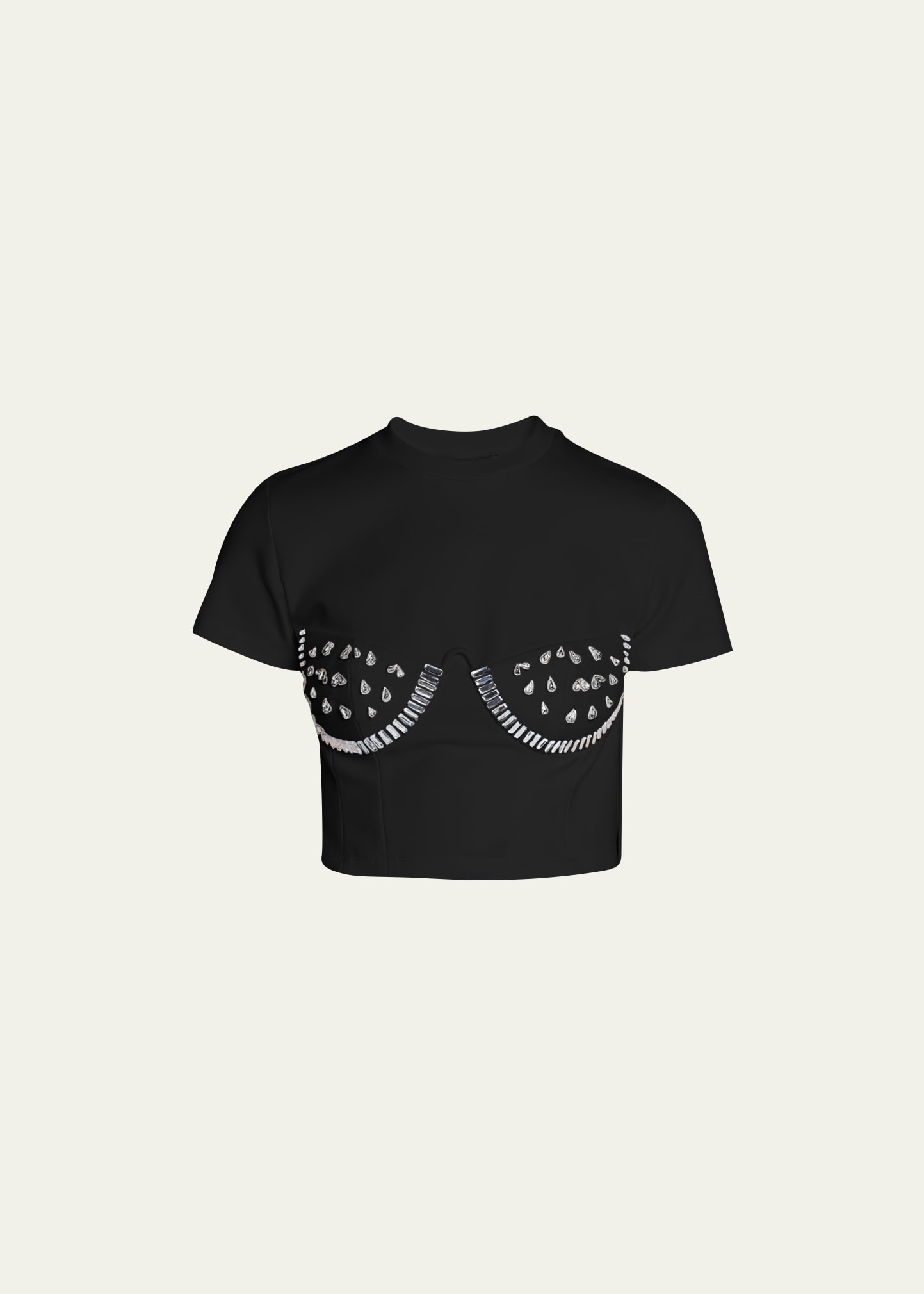 Area Black Crystal Watermelon Cup T-shirt In Black