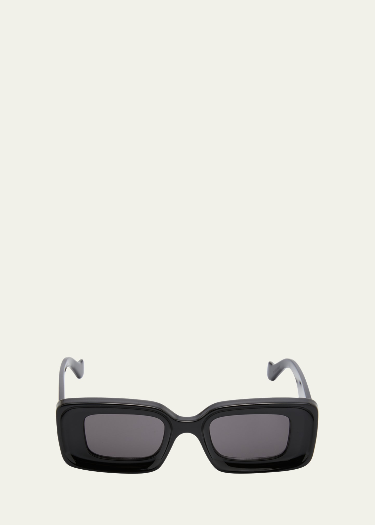 Shop Loewe Anagram Beveled Acetate Rectangle Sunglasses In Sblk/smk