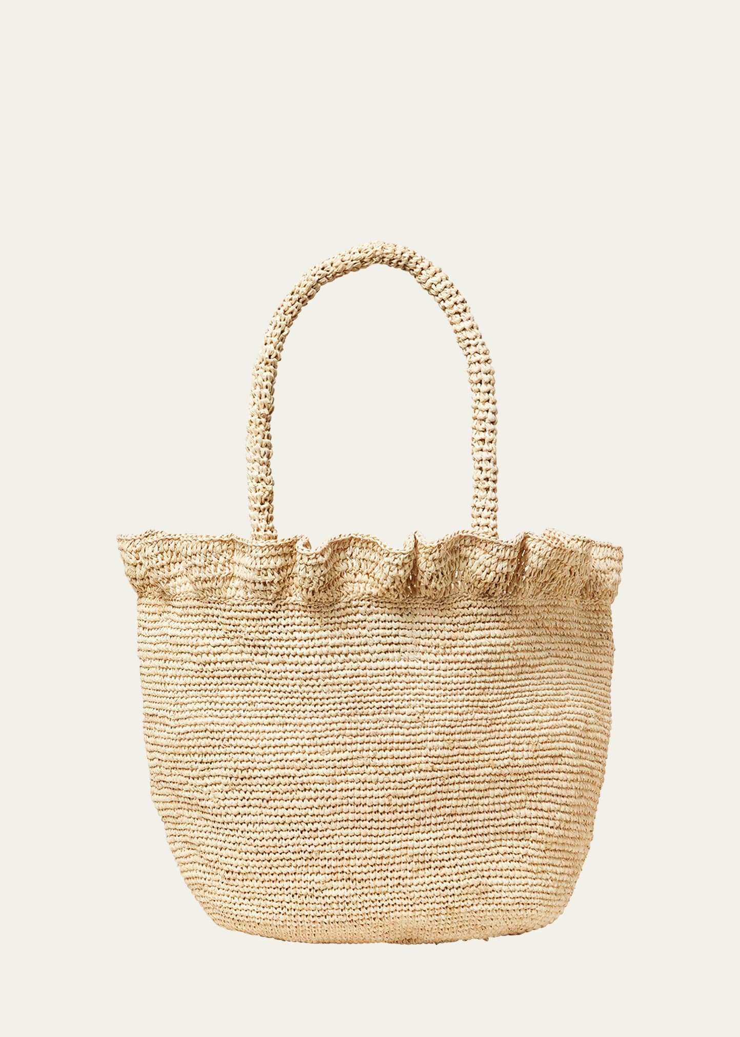 Cyrus Ruffled Raffia Tote Bag