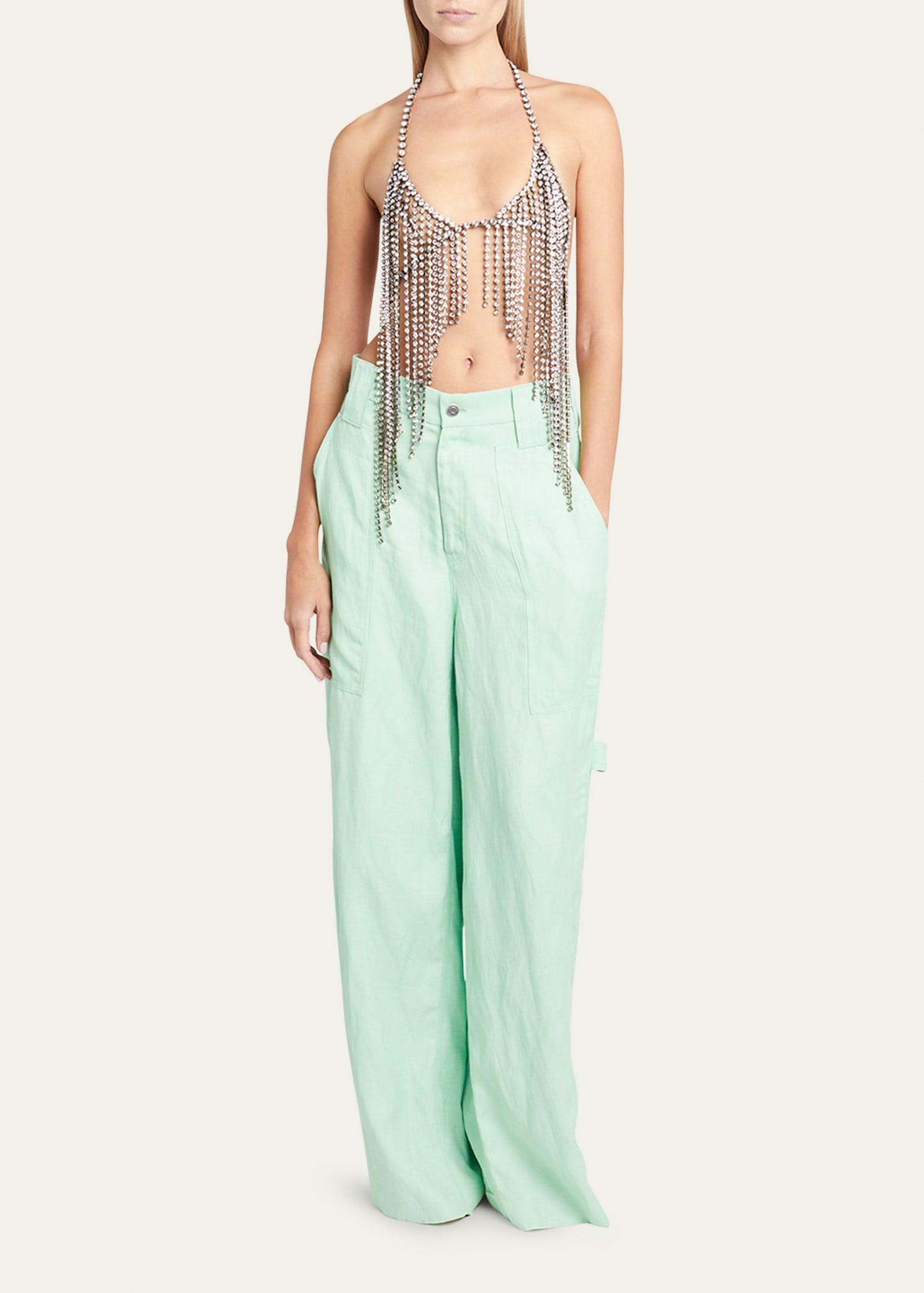 Stella Mccartney Triangle Jewelry Bra With Crystal Embellishment In 8300 Crystal
