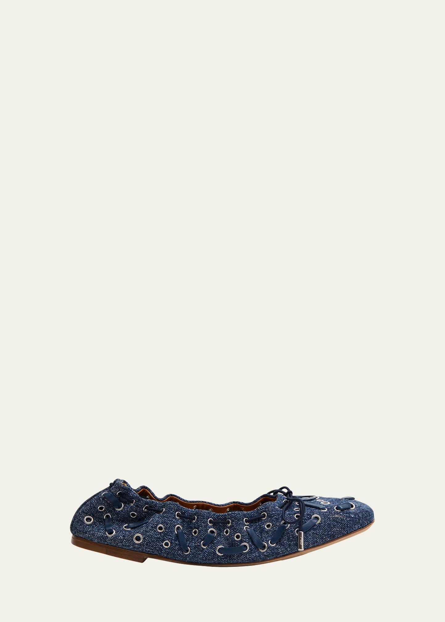 Chloé Oracia Grommet Denim Ballerina Flats | ModeSens