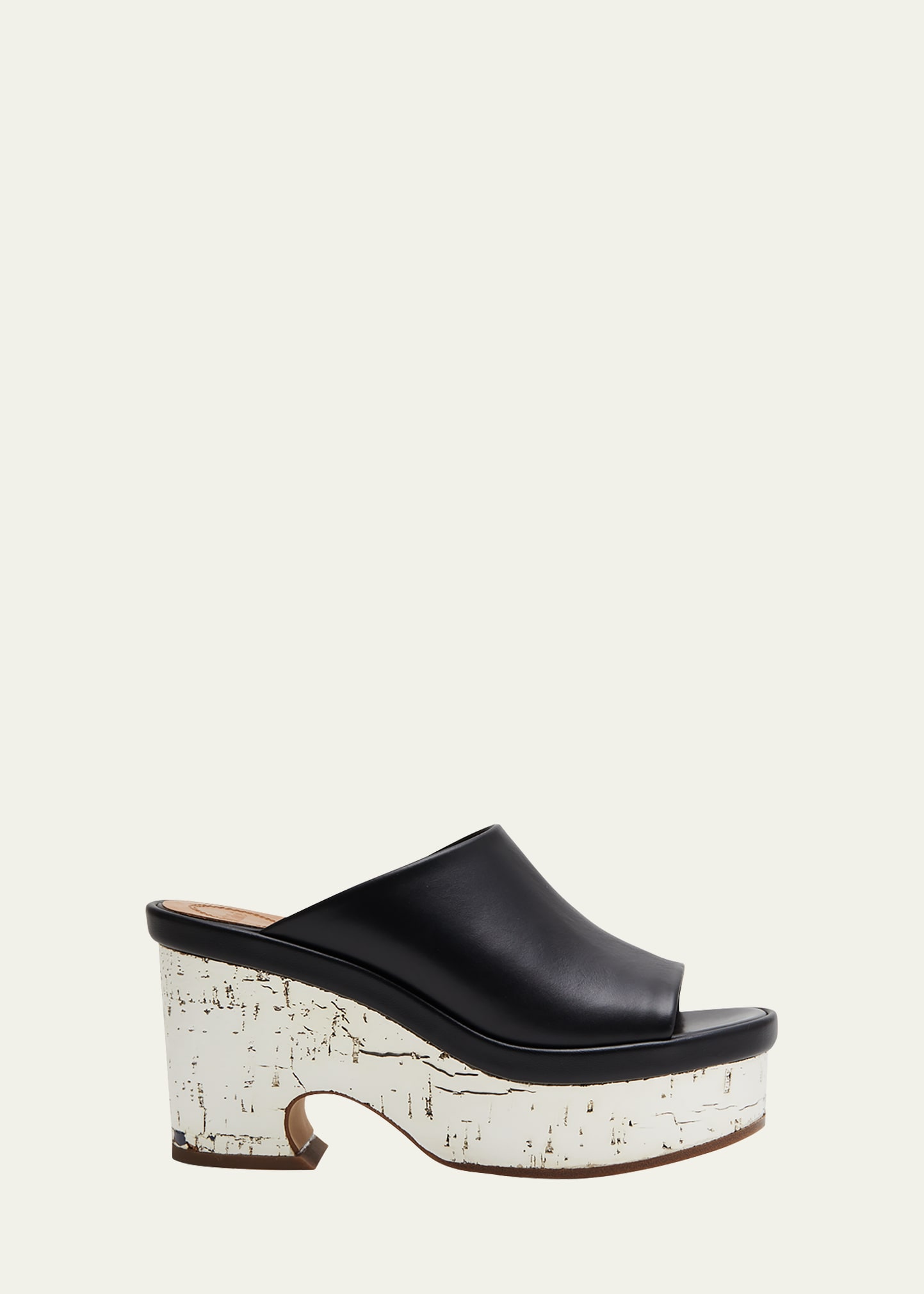 CHLOÉ OLI PLATFORM OPEN-TOE LEATHER MULE SANDALS