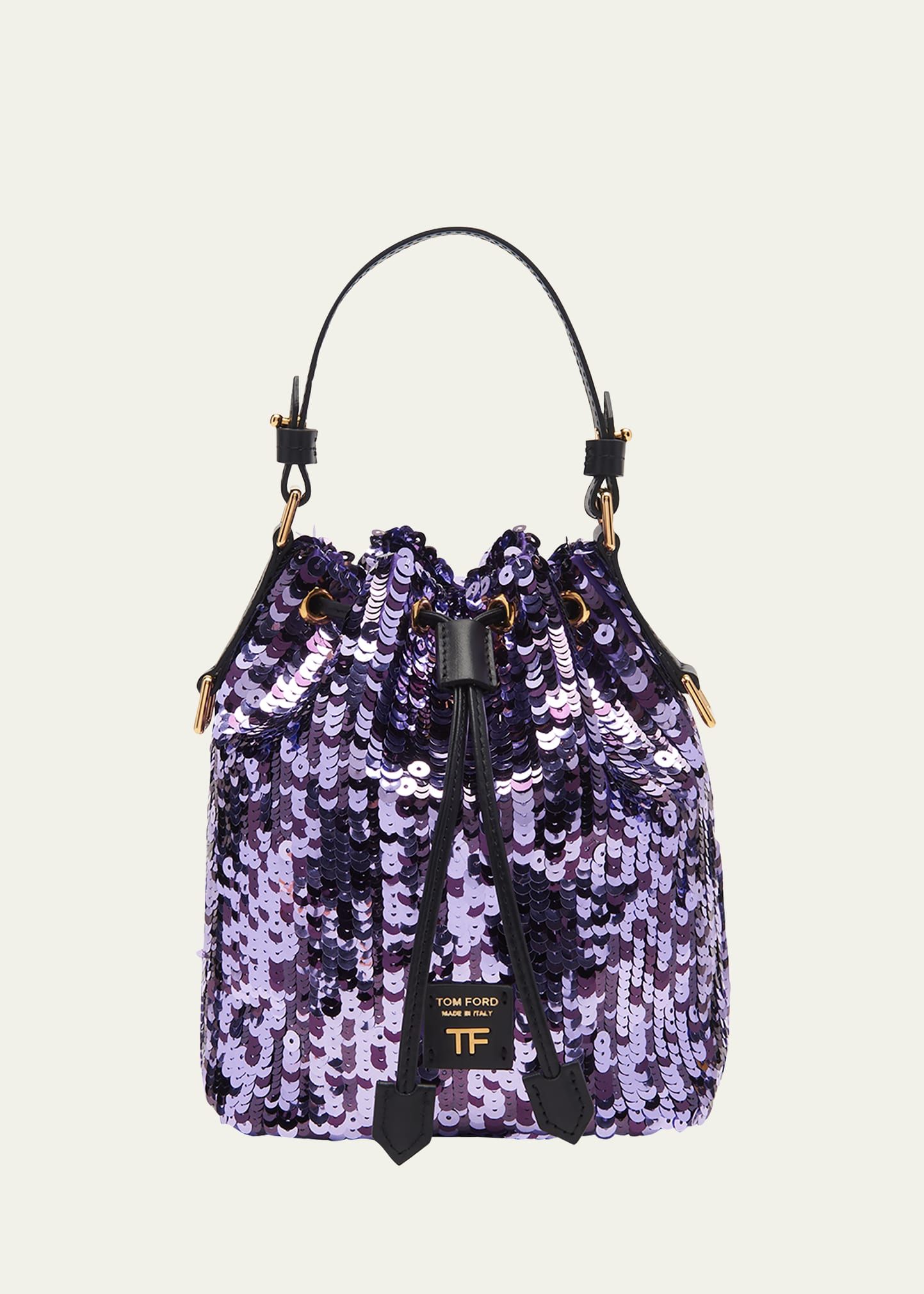 Tom Ford Small Disco Sequins Chain Bucket Bag In 3ln04 Aqua Black