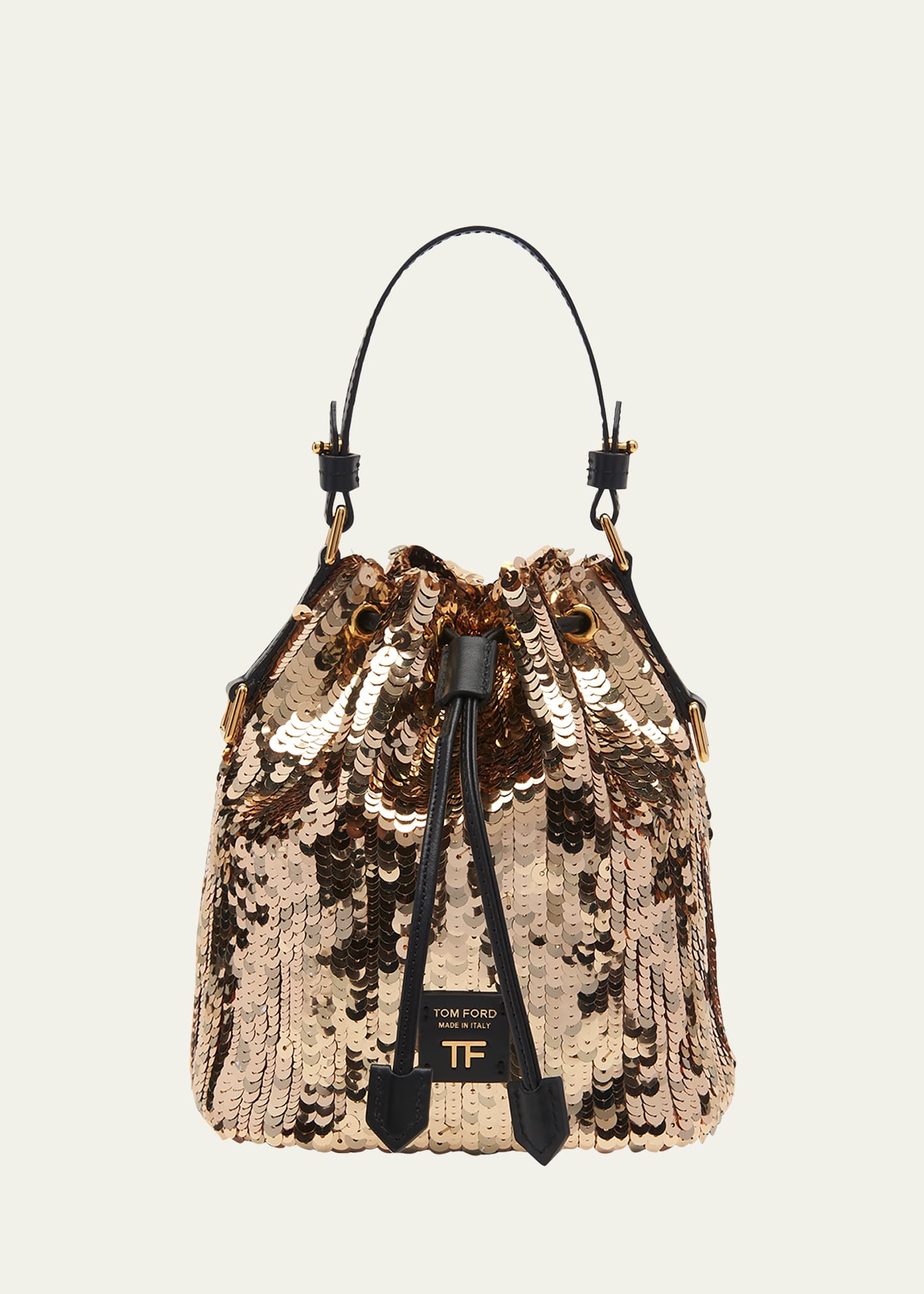 Tom Ford Small Disco Sequined Bucket Bag In 3yn09 Gold Black