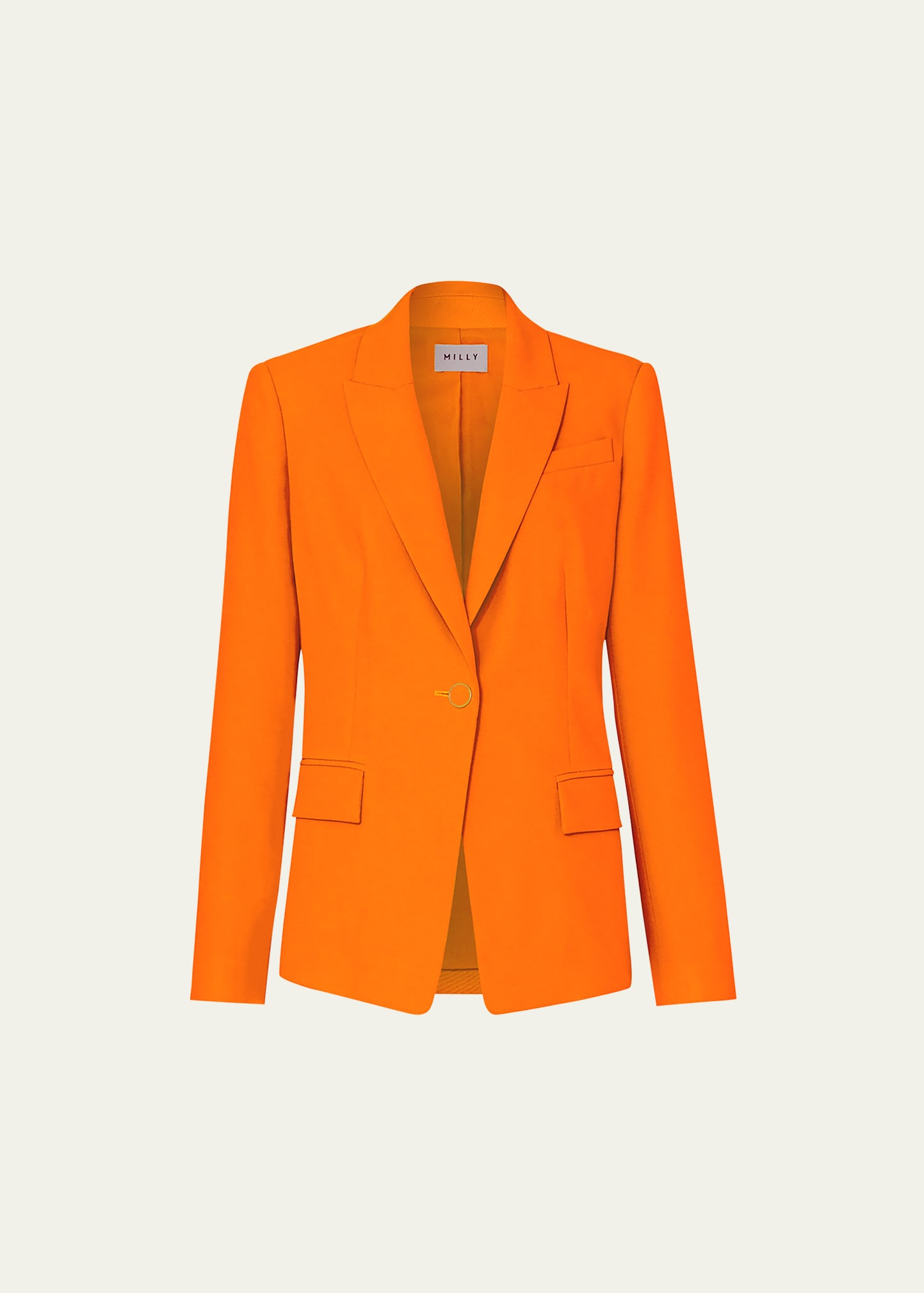 Milly Avery Single-button Cady Blazer In Neon Orange