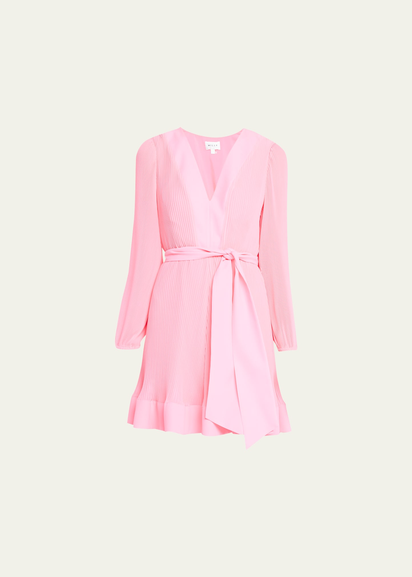 Liv Self-Tie Pleated Chiffon Mini Dress