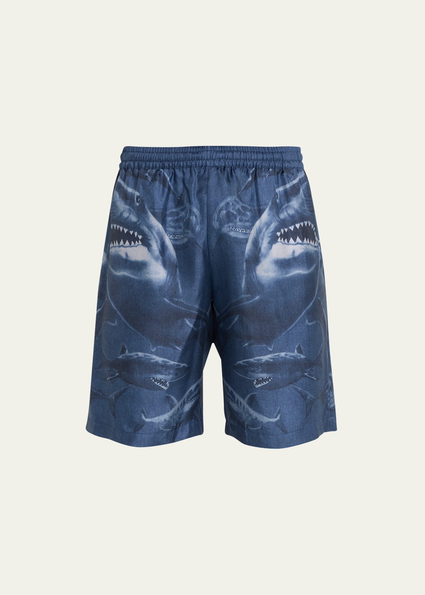 Men's Silk Shark-Print Shorts