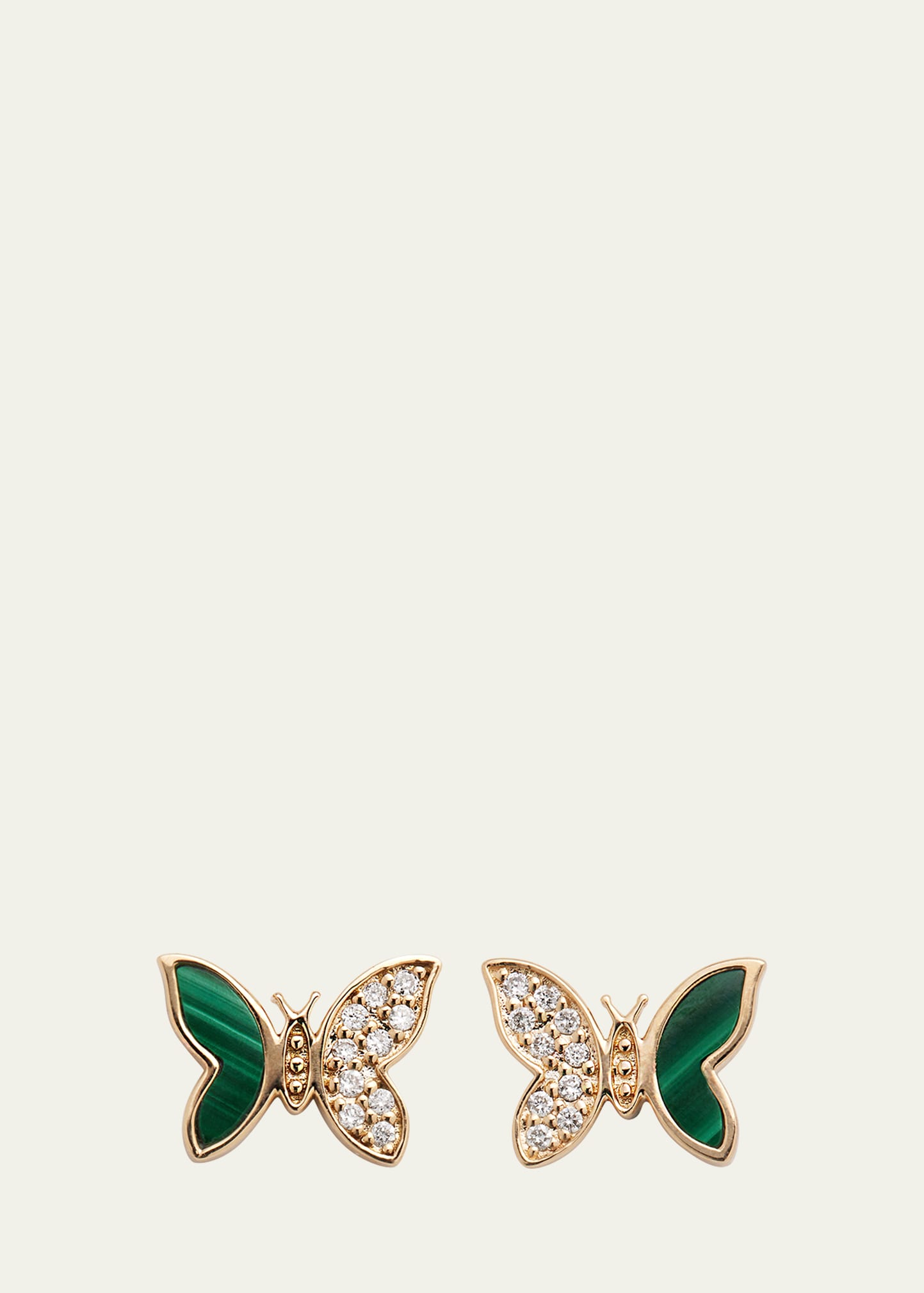 SYDNEY EVAN 14K GOLD TINY BUTTERFLY PAVE EARRINGS WITH DIAMONDS