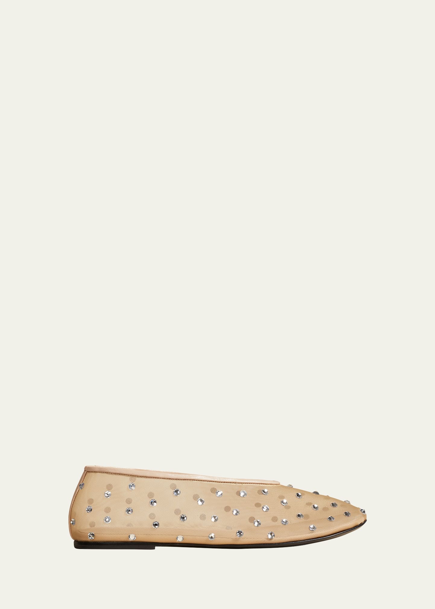 Khaite Marcy Crystal-embellished Mesh Ballet Flats In Nude