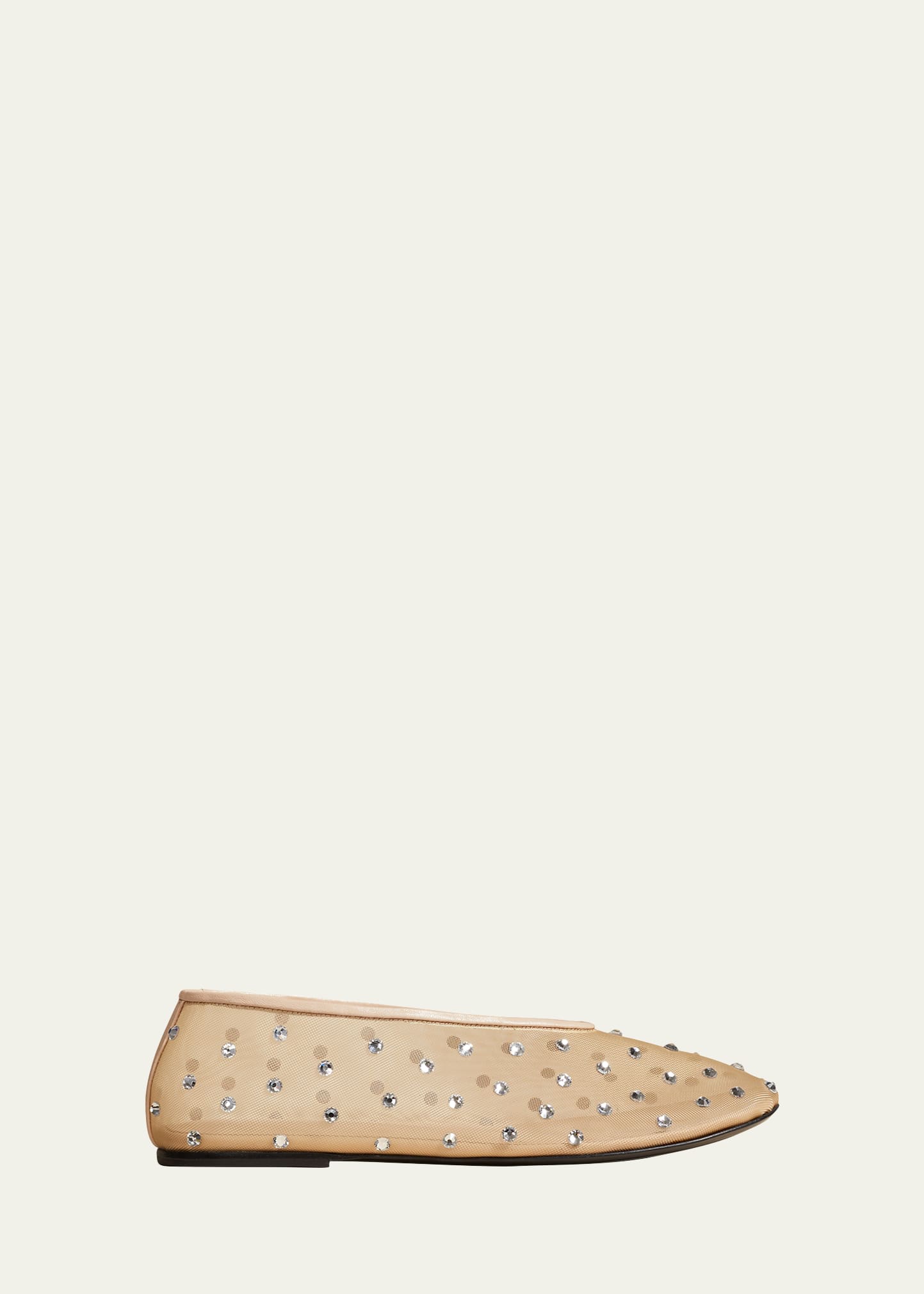 Shop Khaite Marcy Crystal Mesh Evening Ballerina Flats In Nude