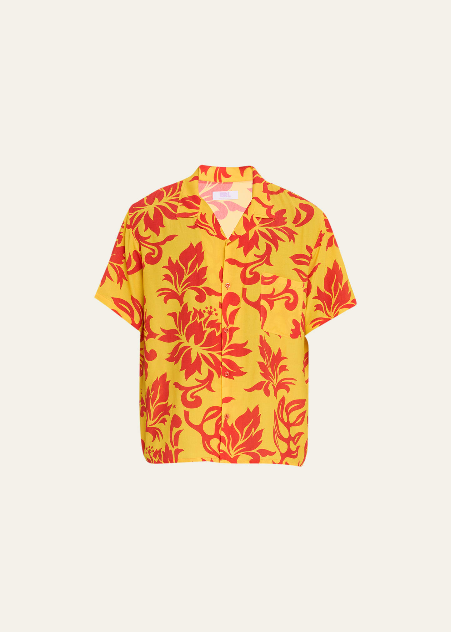 Men's Leaf-Print Camp Shirt