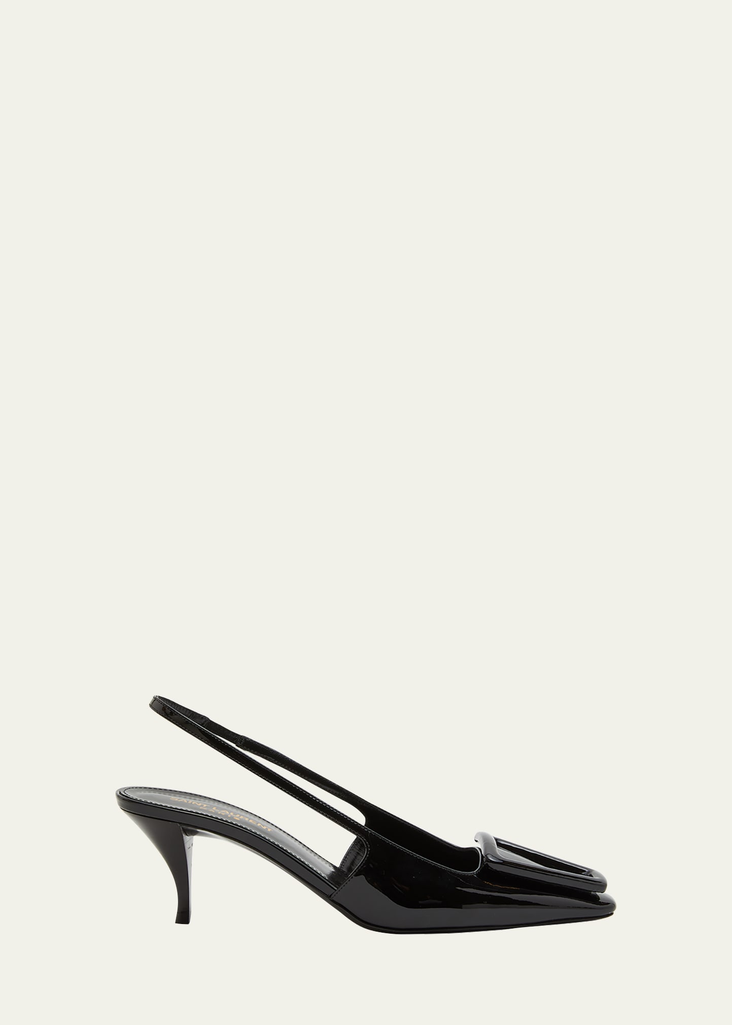 Shop Saint Laurent Tom Patent Buckle Slingback Pumps In Nero