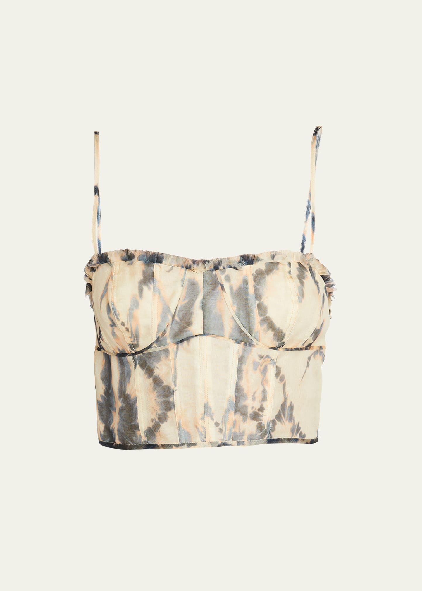 Ulla Johnson Iris Bustier Corset Printed Silk Top In Fossil