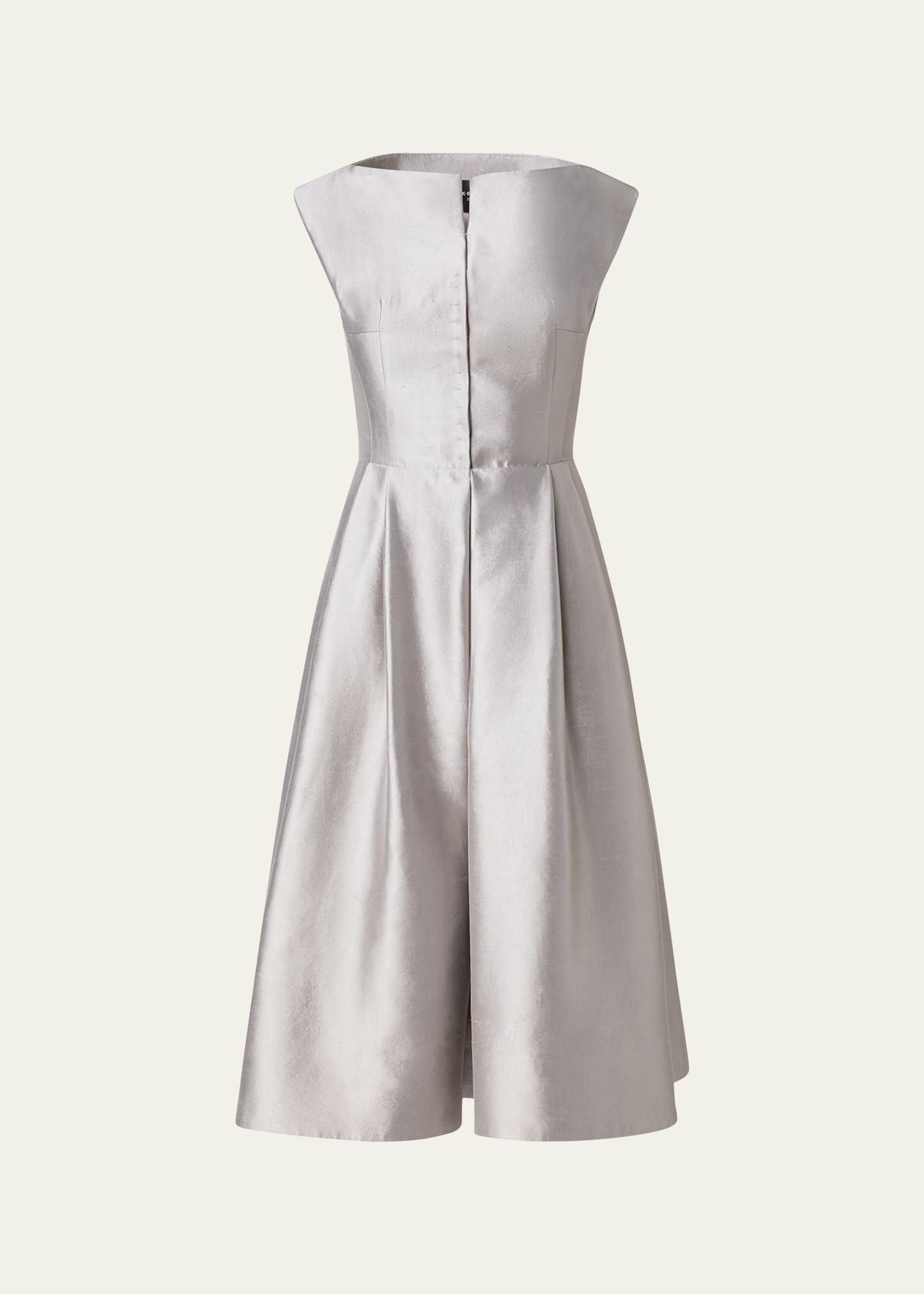 Akris Apron Midi Silk Coat Dress In Silver