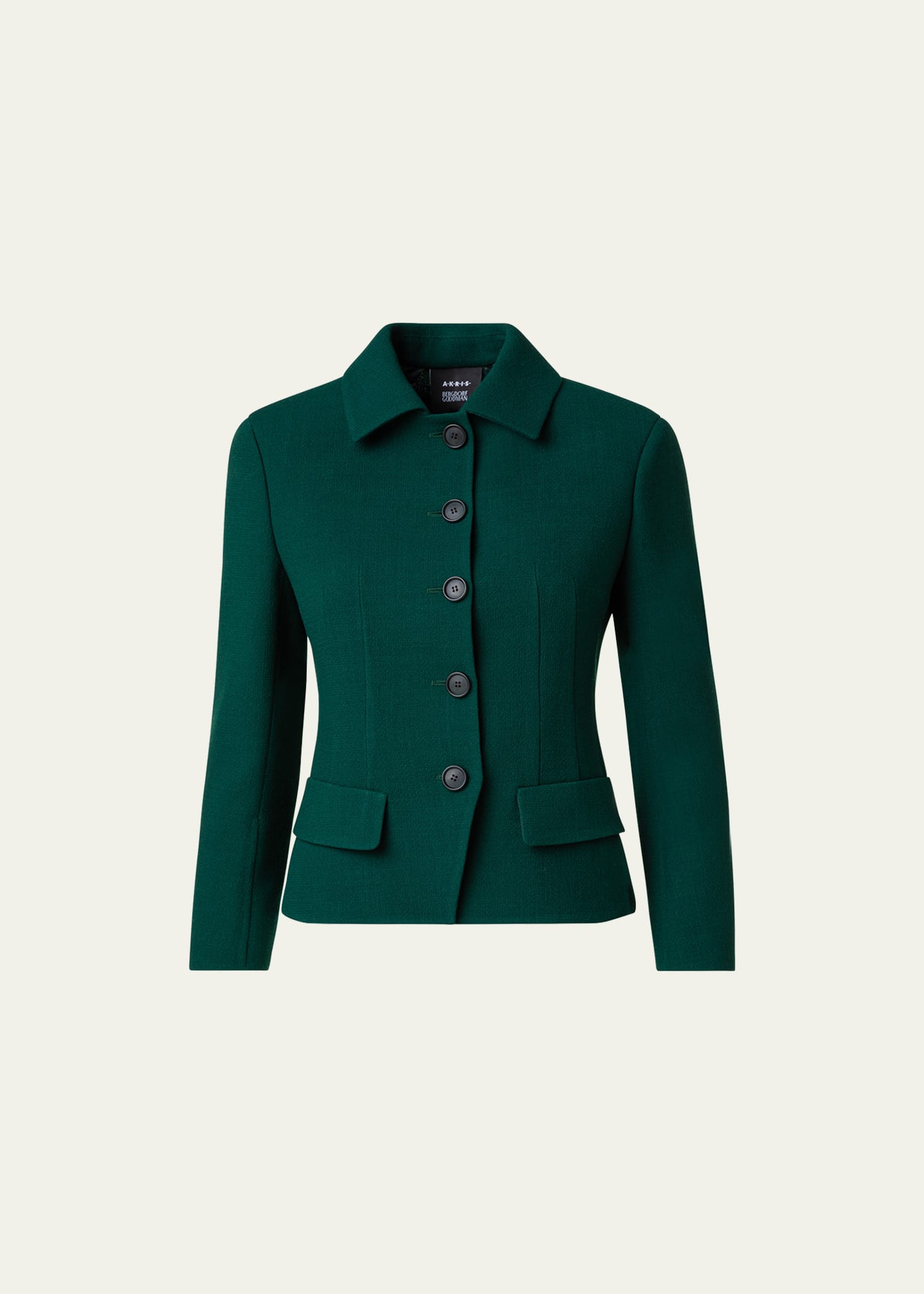 Akris Lea Fitted Wool Short Jacket In Teal