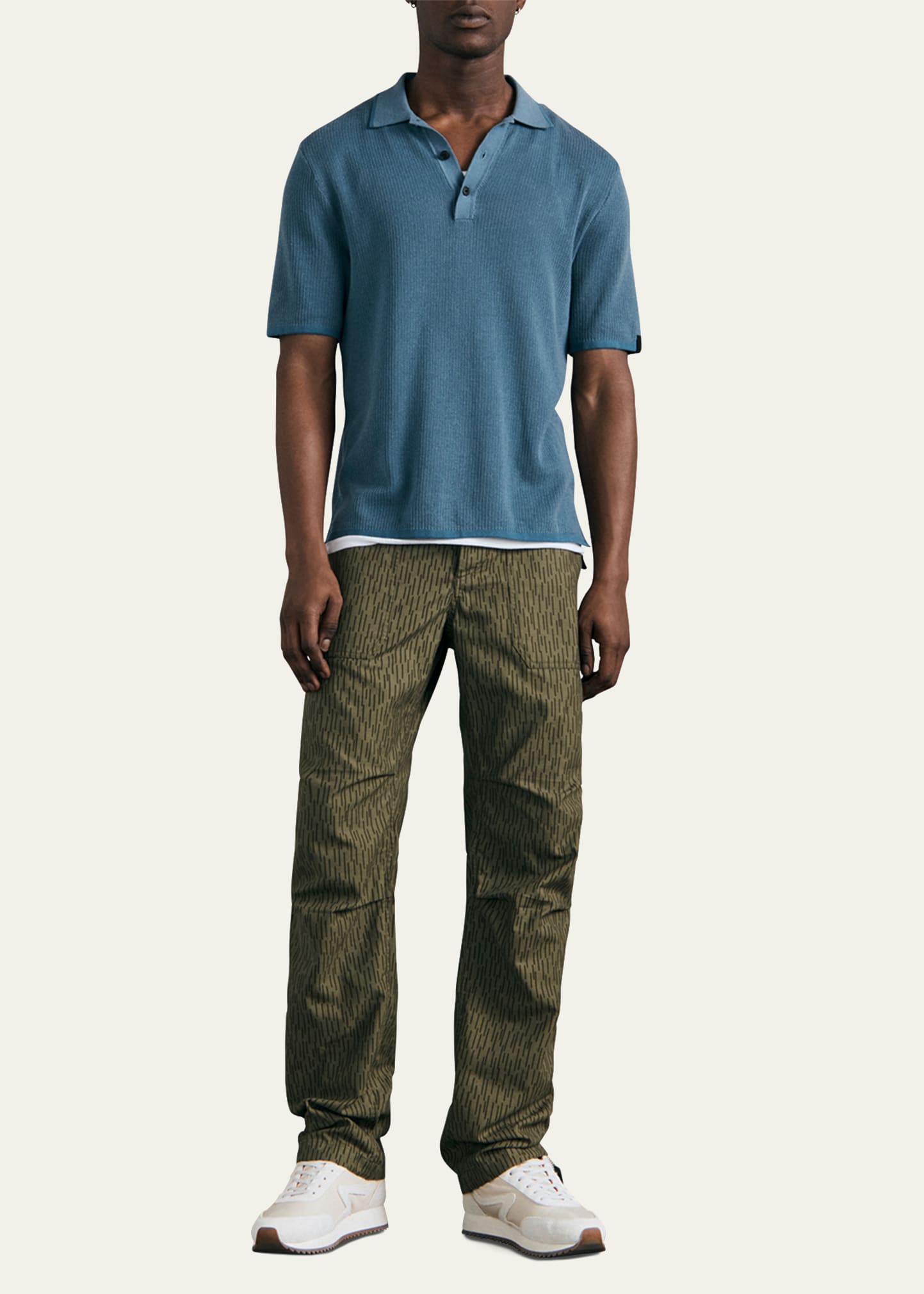 Rag & Bone Men's Harvey Knit Polo Shirt In Skyblu
