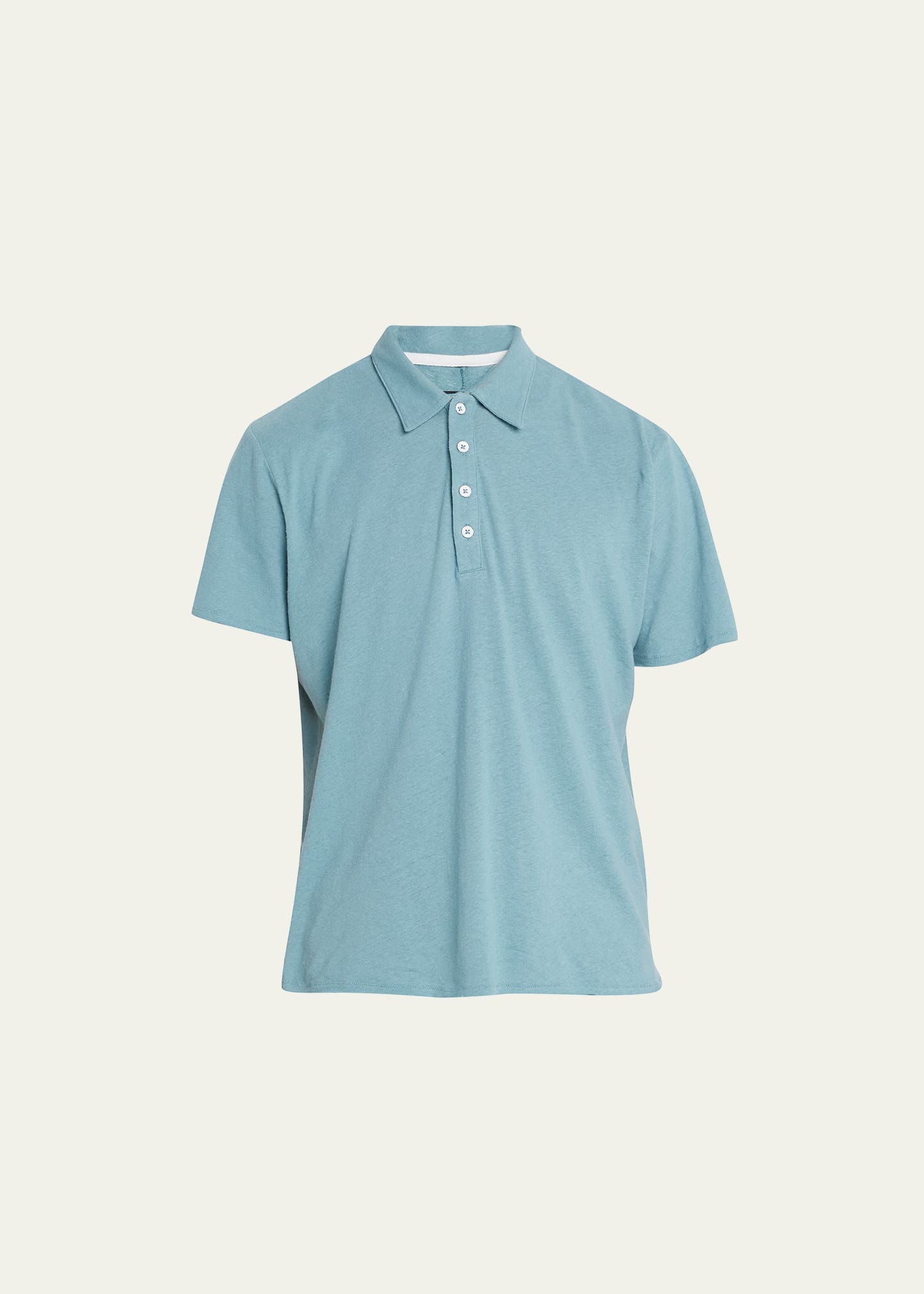 Shop Rag & Bone Men's Linen-blend Polo Shirt In Blue