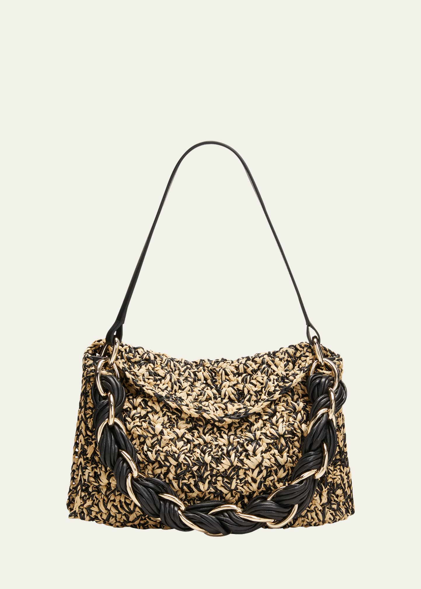 Proenza Schouler Braid Crochet Shoulder Bag In 909 Black Natural