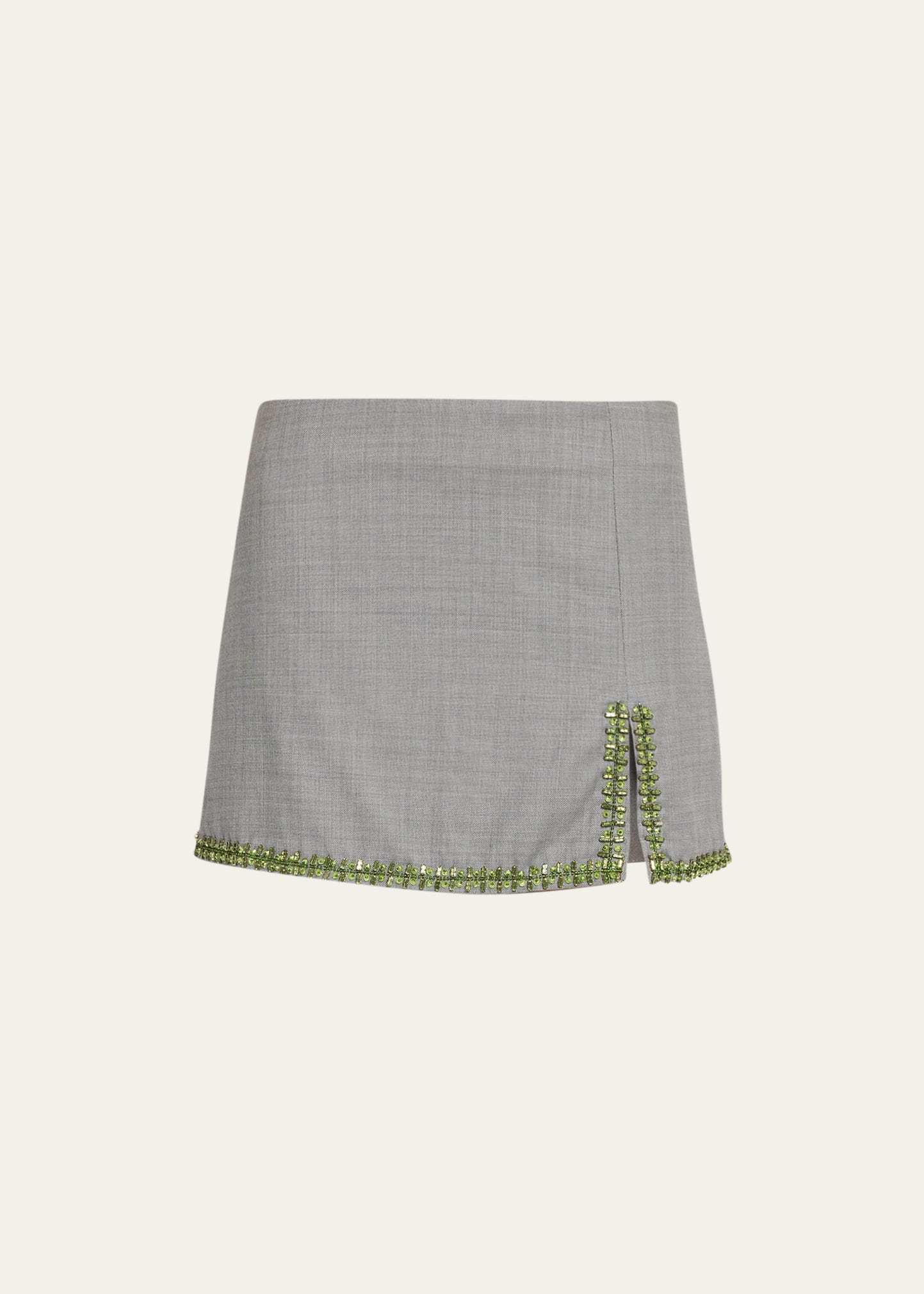 Embellished Wool Mini Skirt