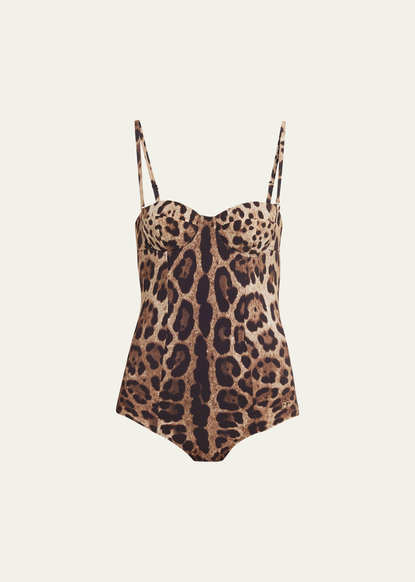 Dolce & Gabbana Leo Balconette One-piece Swimsuit In Lghtbrwpr