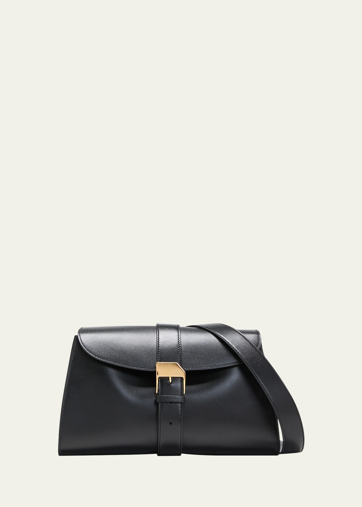 The Row Isla Flap Clutch Bag In Leather In Blsg Black Shg