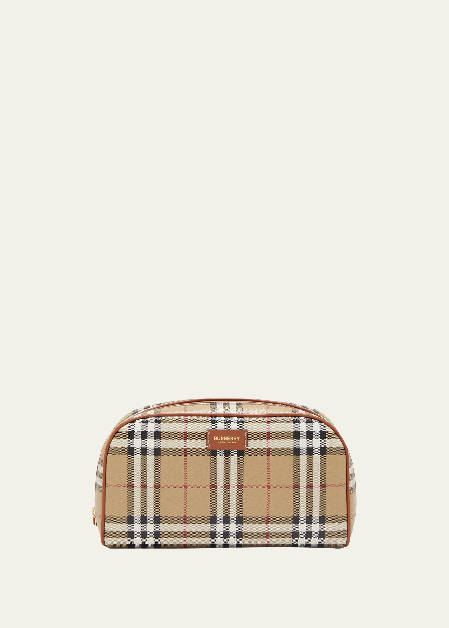 Burberry Check Zip Cosmetic Pouch Bag In Archive Beige