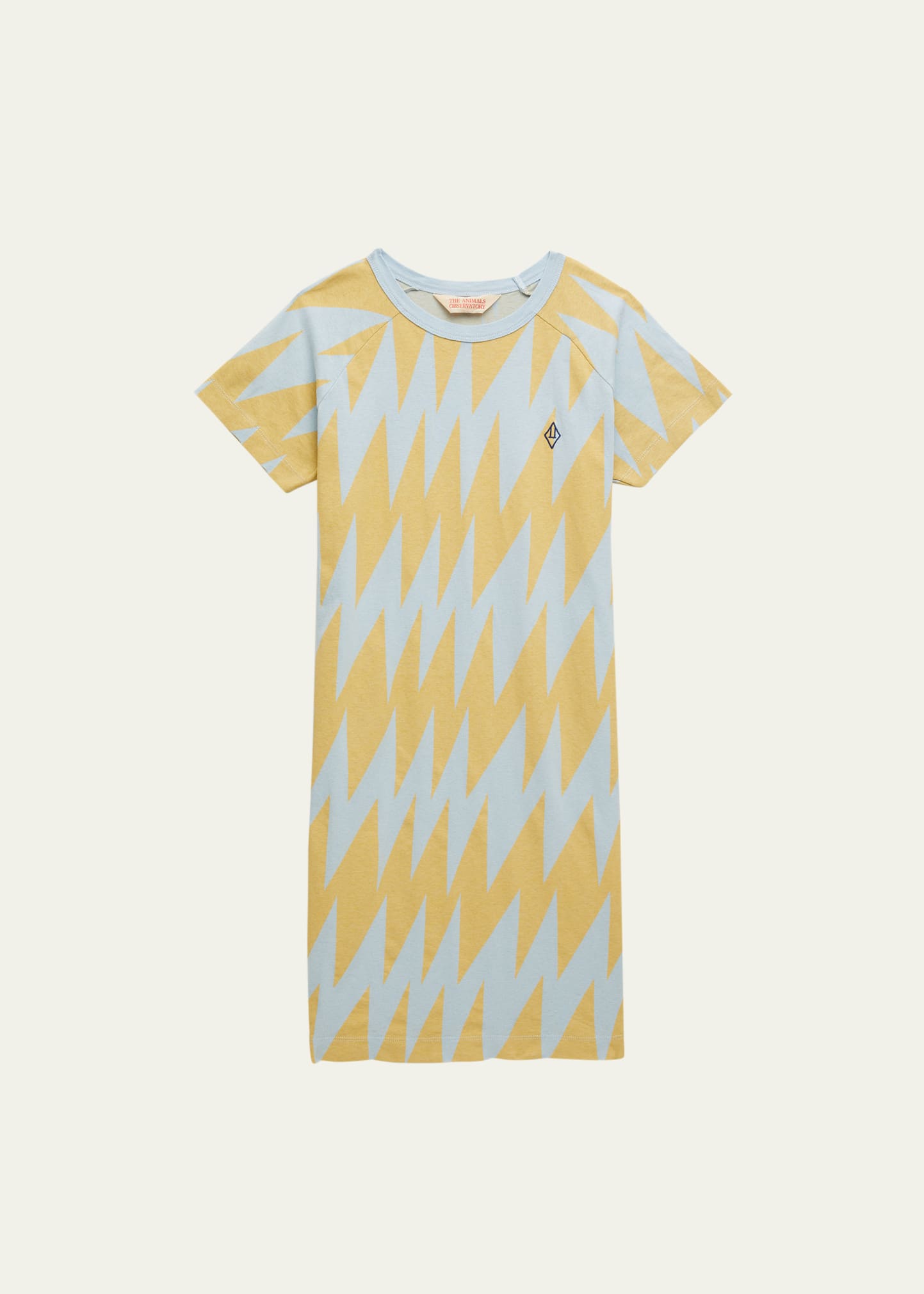 The Animals Observatory Girl's Gorilla Zig Zag-print Jersey Dress In Yellowgray