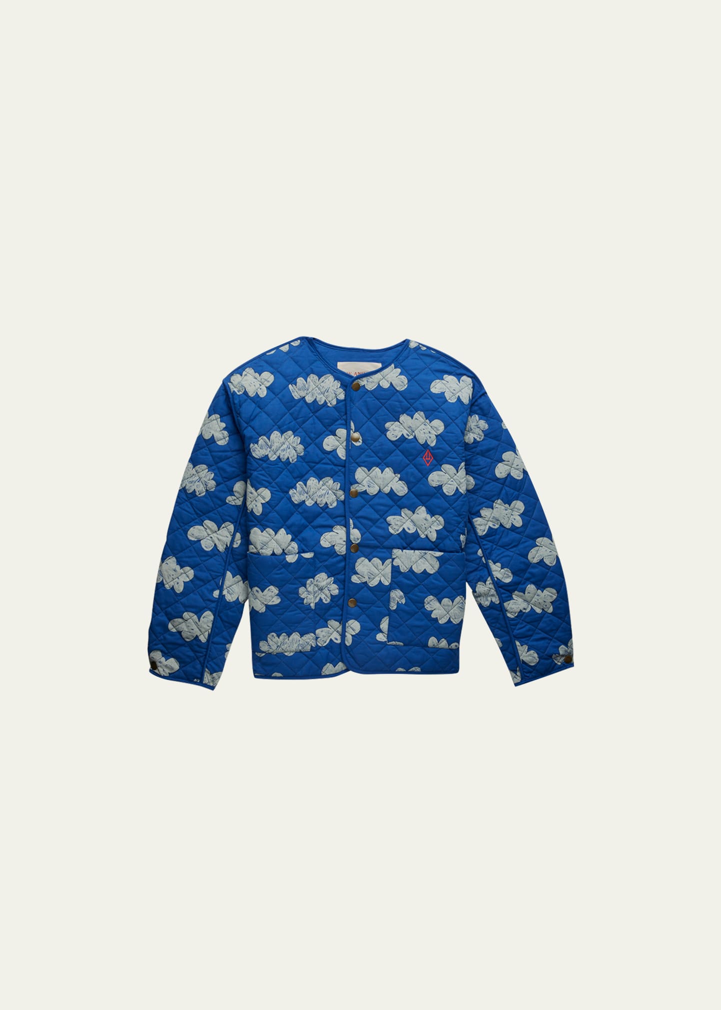 The Animals Observatory Reversible Blue Jacket For Kids With White Clouds