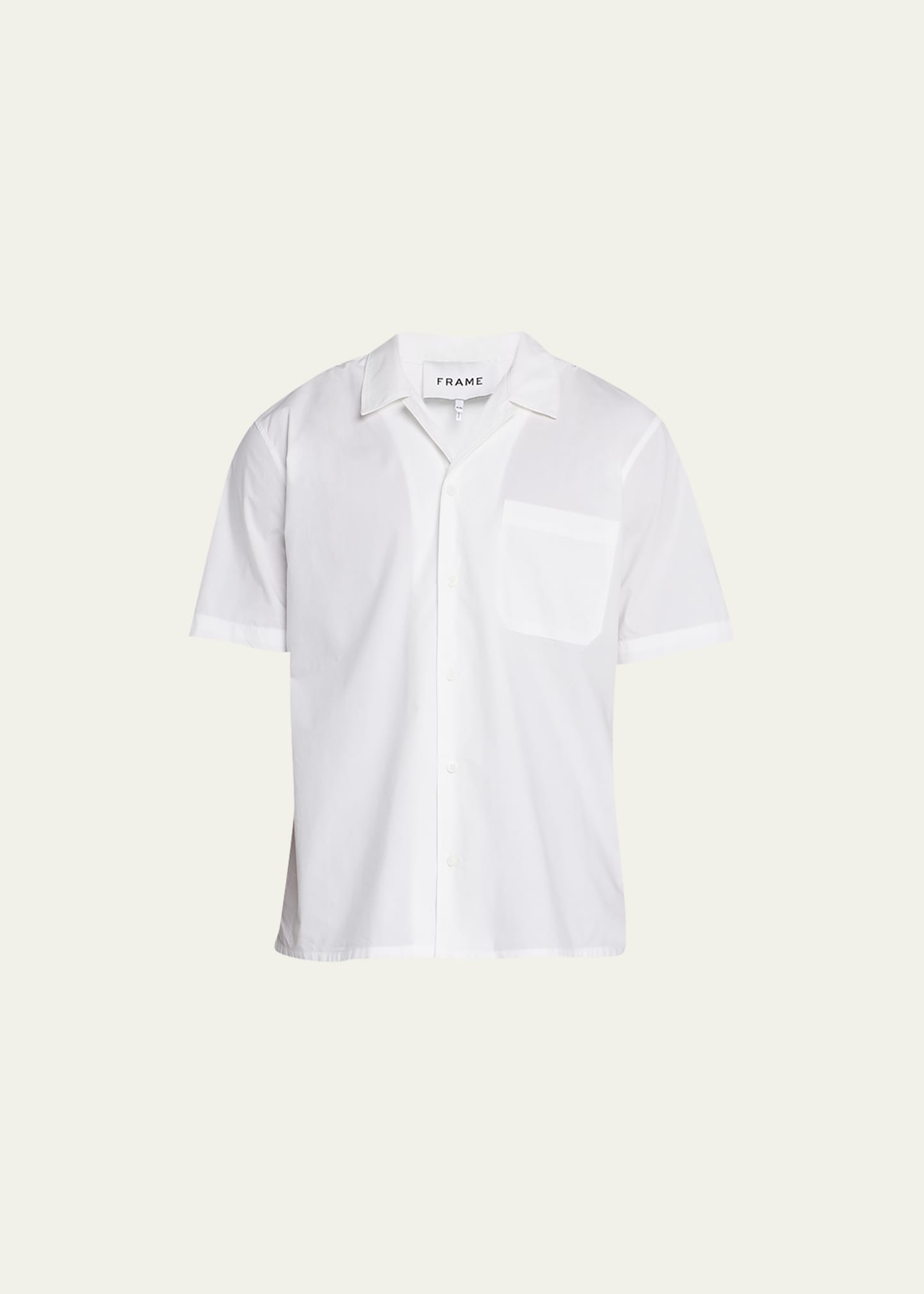 Frame Cotton Short Sleeve Button-up Camp Shirt In Milk