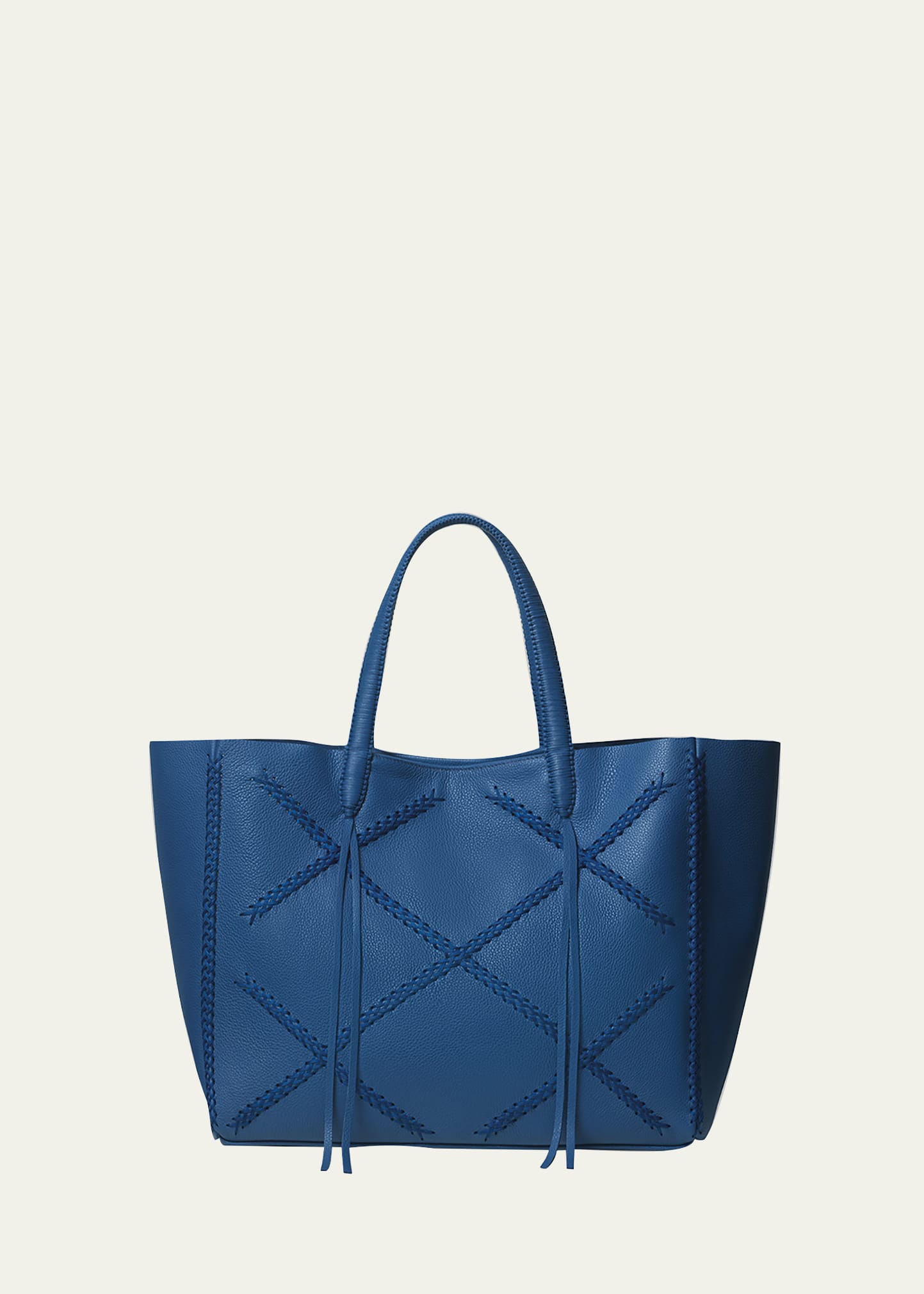 Callista Crisscross Grain Leather Tote Bag In Azure