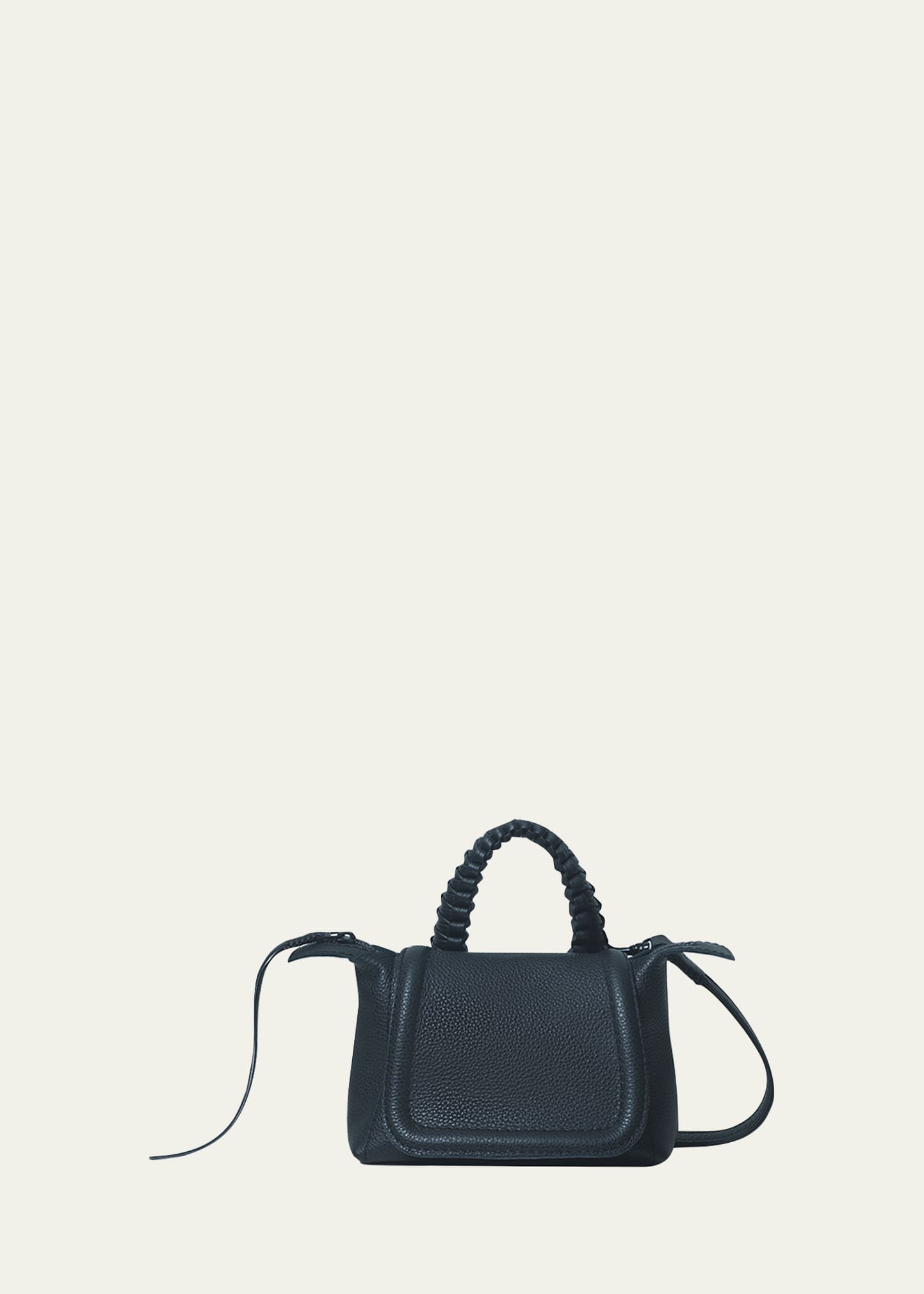 Callista Mini Grained Leather Top-handle Bag In Black
