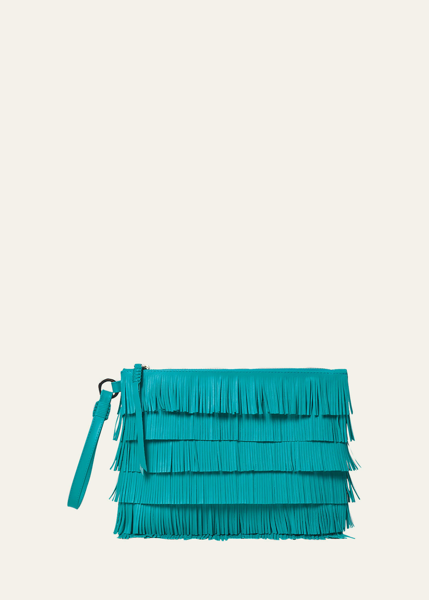 Fringe Leather Pochette Wristlet